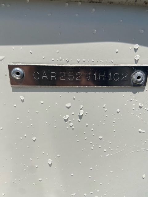 Serial number plate of a 2002 Carolina Classic 25 boat.