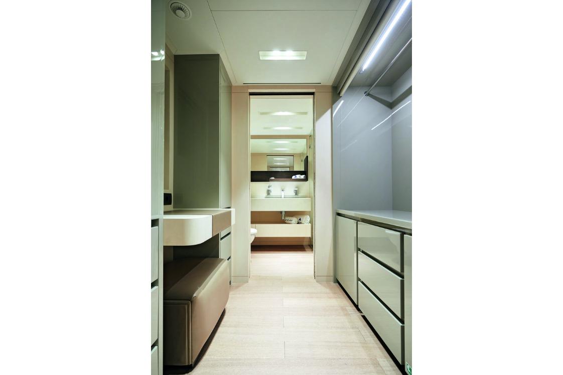 Luxurious interior of 2021 Benetti B.NOW 50M yacht, featuring modern cabinetry and sleek design.