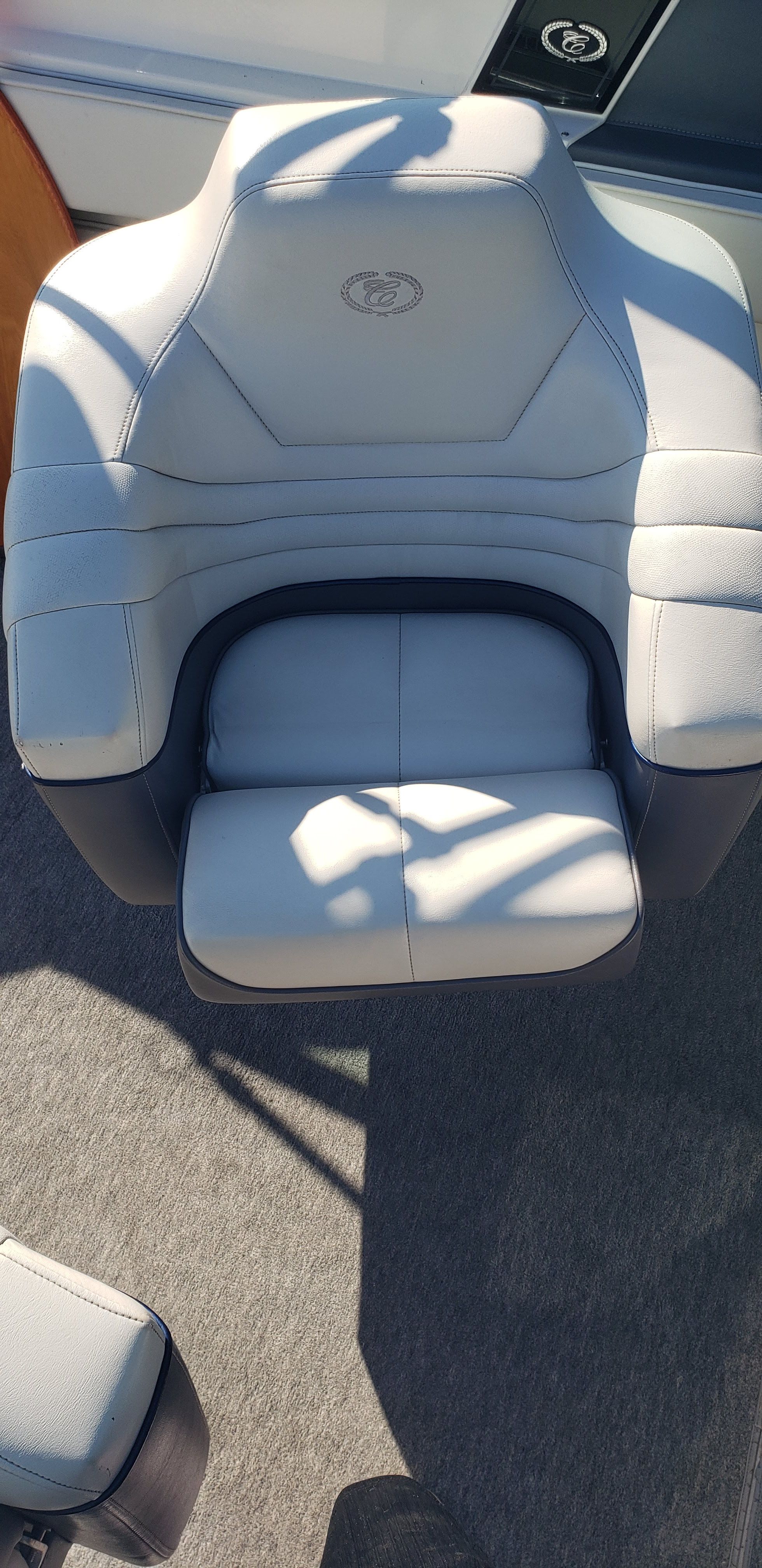 Cobalt 272 boat seat, gray leather, 1993 model.