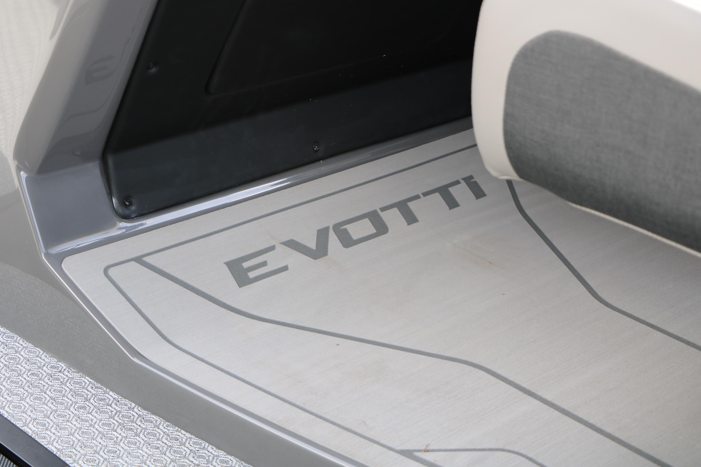 Close-up of 2026 Evotti 521QL interior with logo on floor mat.