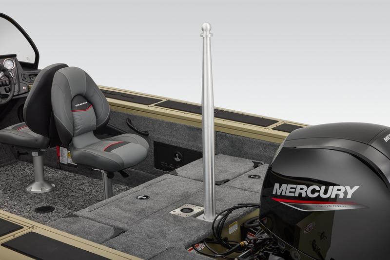 2026 Tracker Targa V-18 Combo boat interior with Mercury engine and seating.
