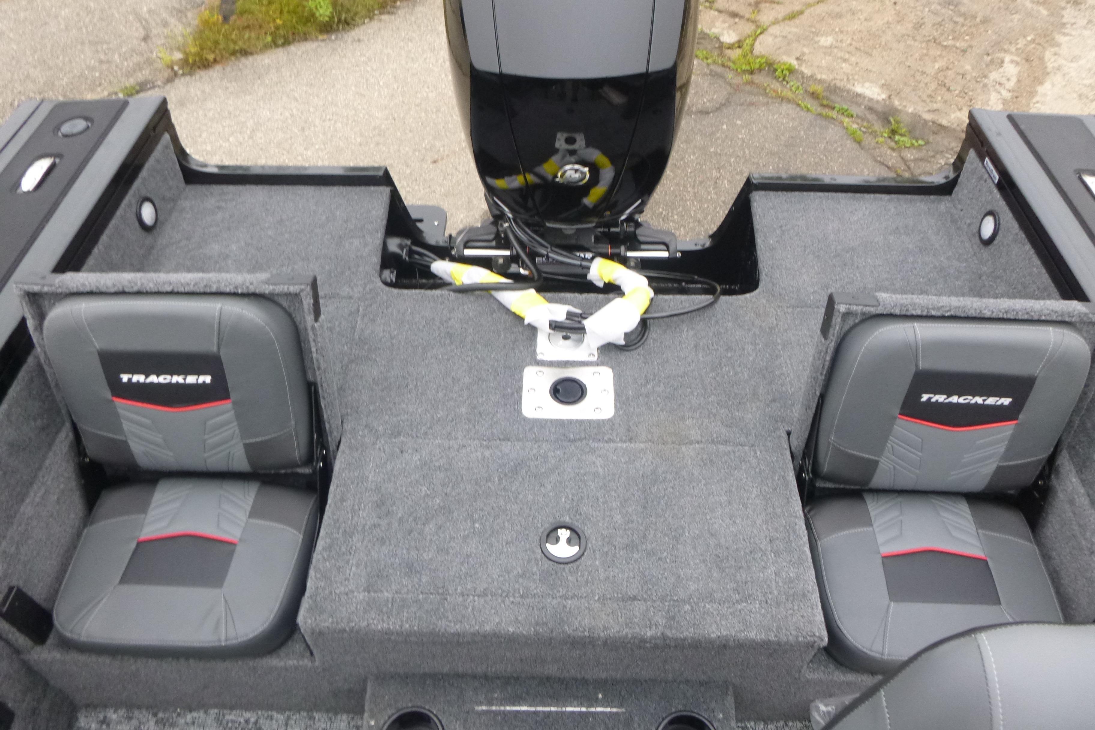 2026 Tracker Targa V-18 Combo boat interior with dual seats and motor.