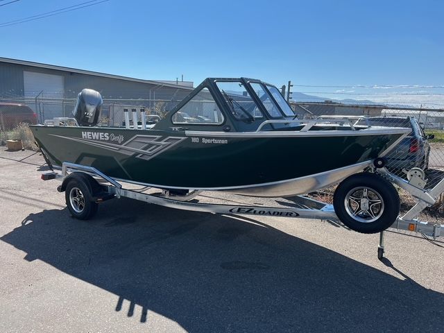 2023 Hewescraft 180 Sportsman boat on trailer.