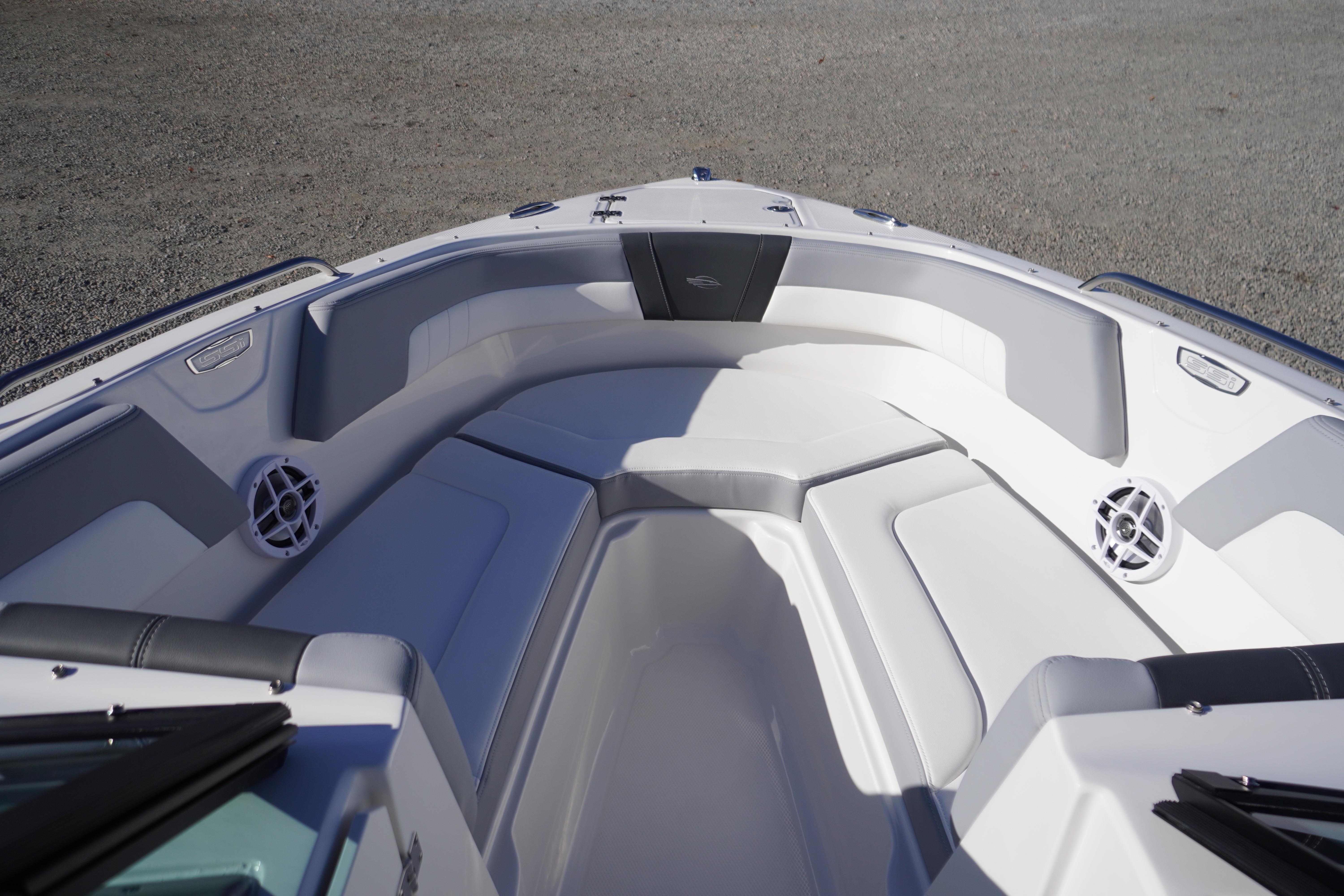 2026 Chaparral 23 SSi boat interior with spacious seating and modern design.