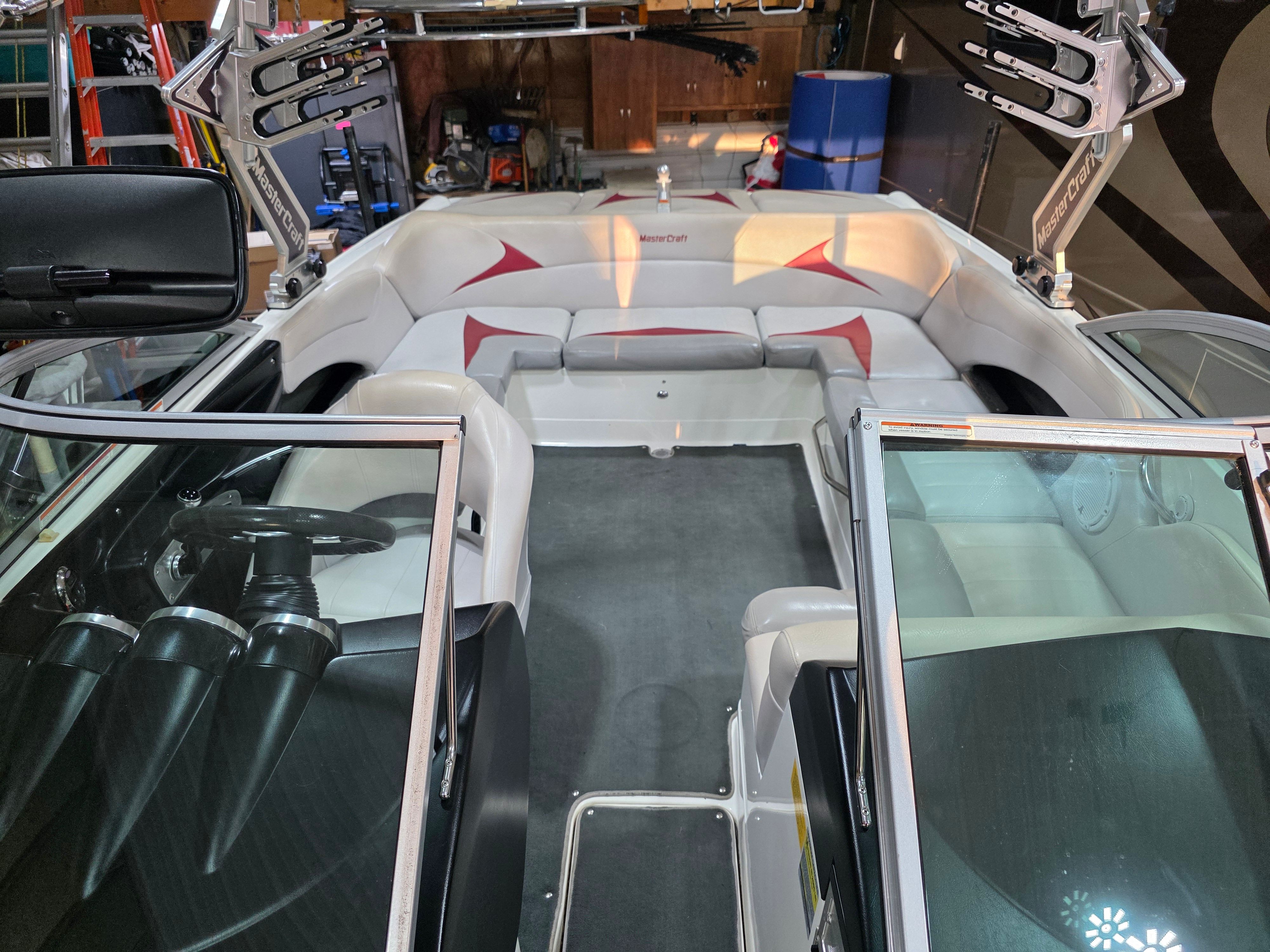 Interior view of a 2007 MasterCraft X-15 boat with white seating.
