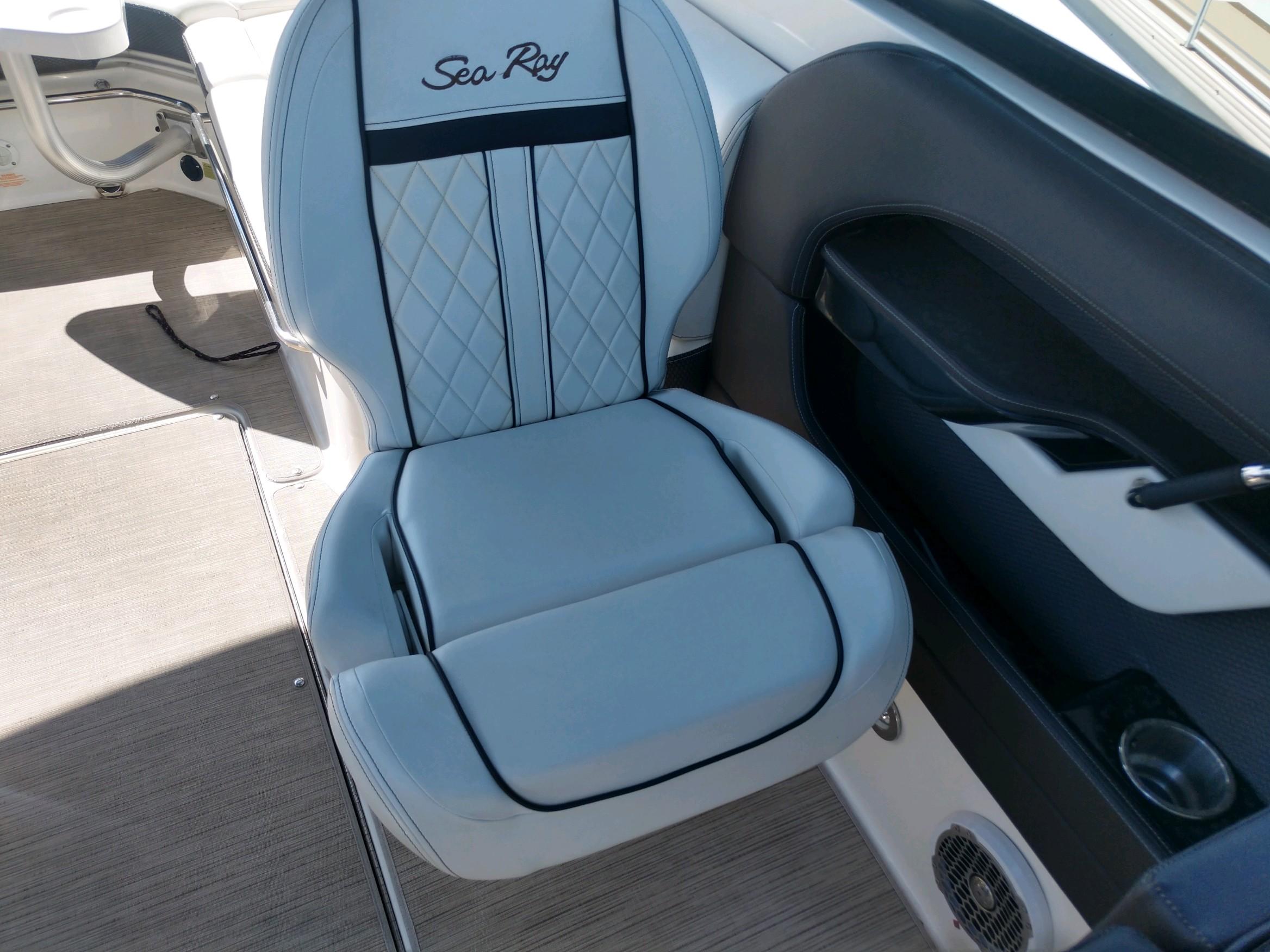 2018 Sea Ray SLX 280 boat interior with luxurious seating.