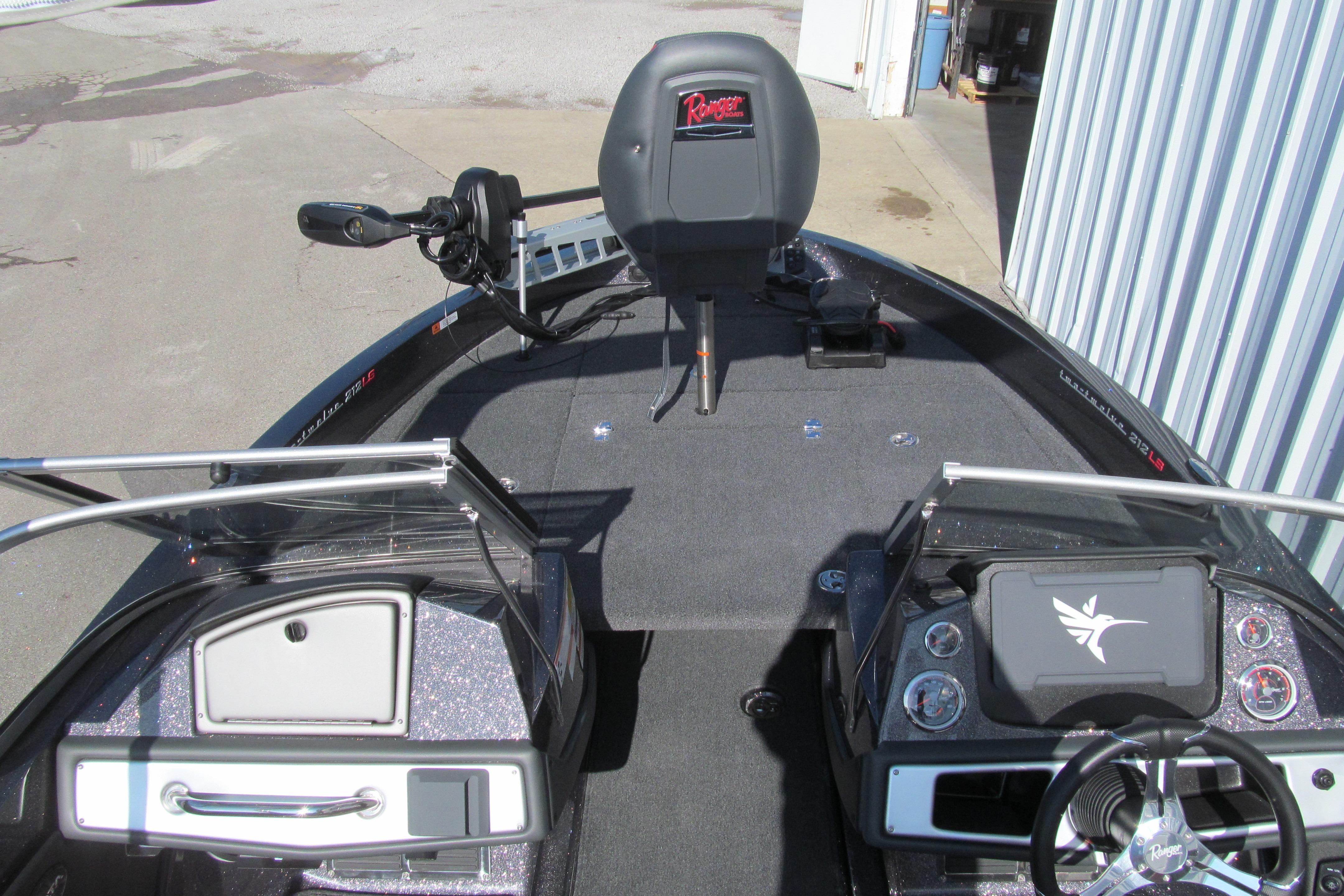 2026 Ranger 212LS boat interior with steering wheel and control panel.
