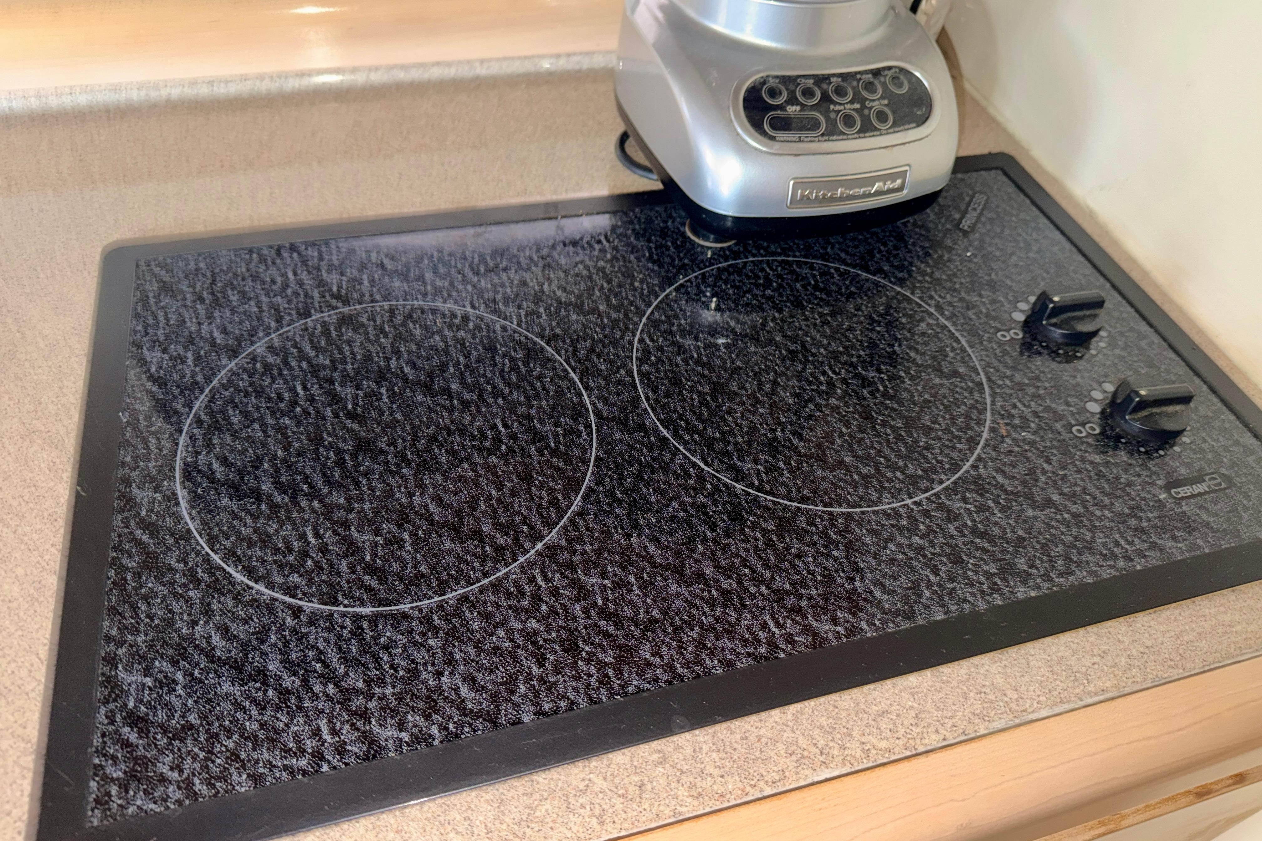 Electric stovetop with two burners on a Carver 350 Mariner yacht, 2000 model.