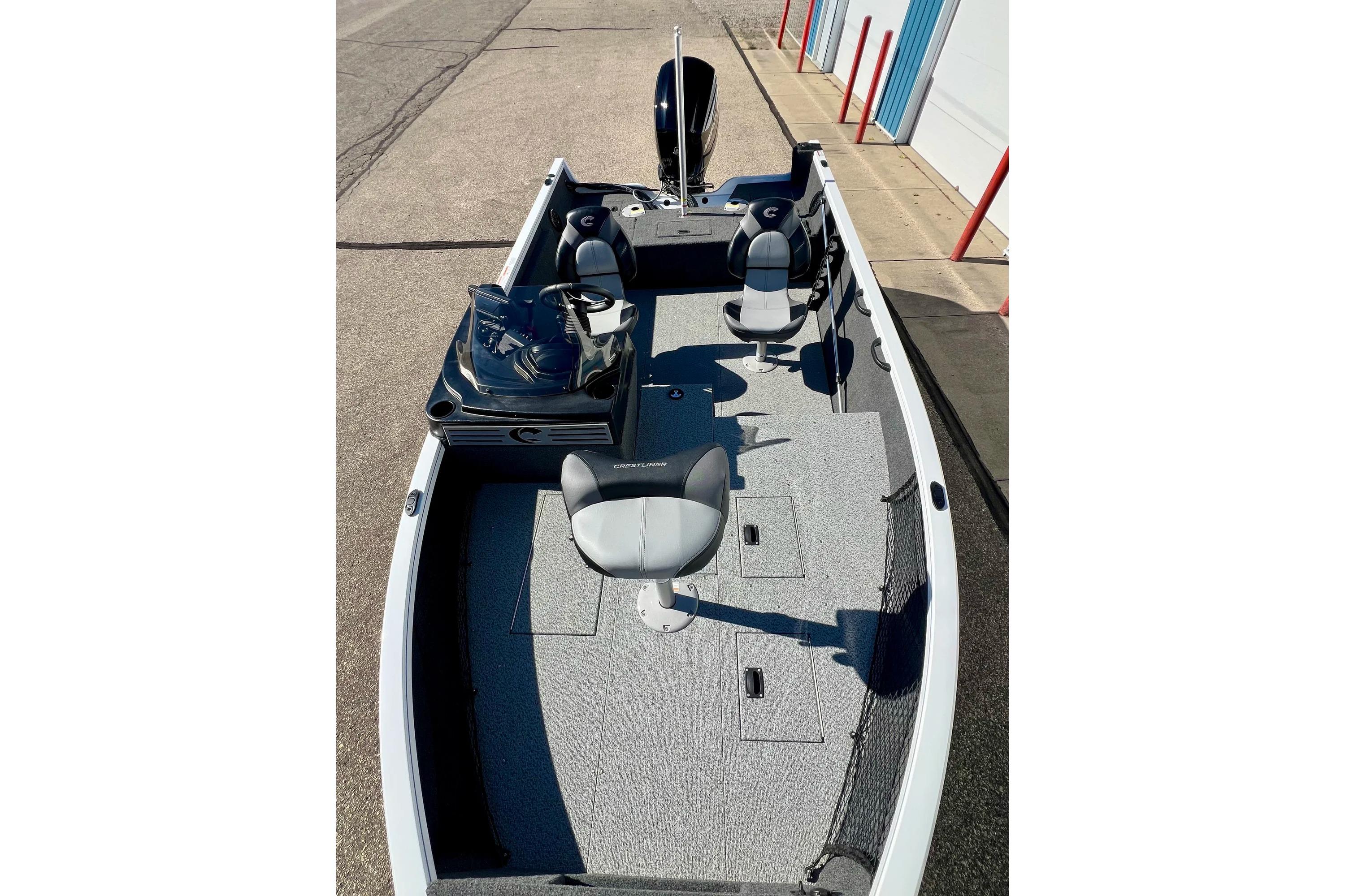 2024 Crestliner 1650 Fish Hawk SC boat with spacious seating and modern design.