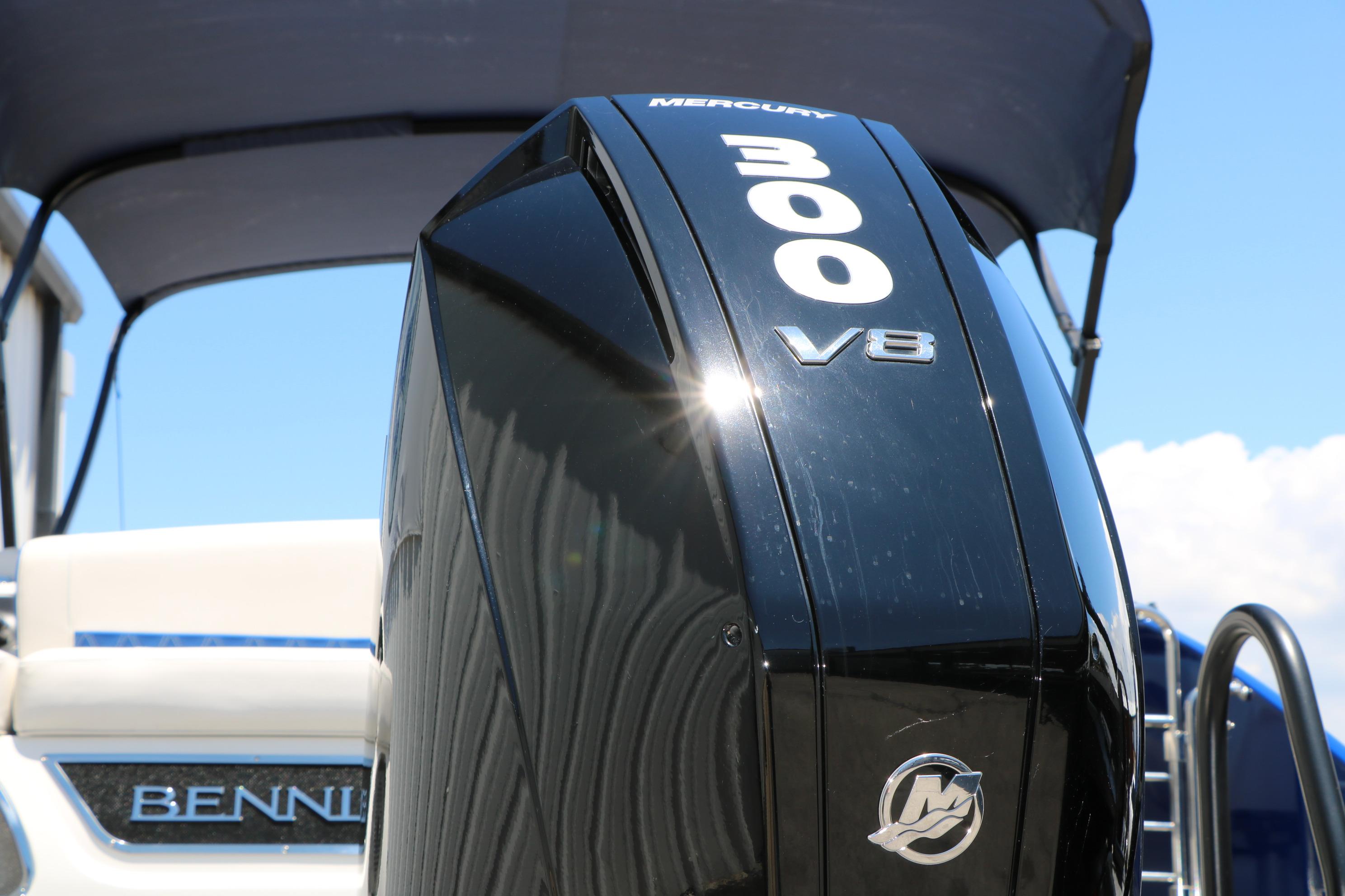 2024 Bennington 23 RX Swingback with Mercury 300 V8 engine, showcasing sleek design.