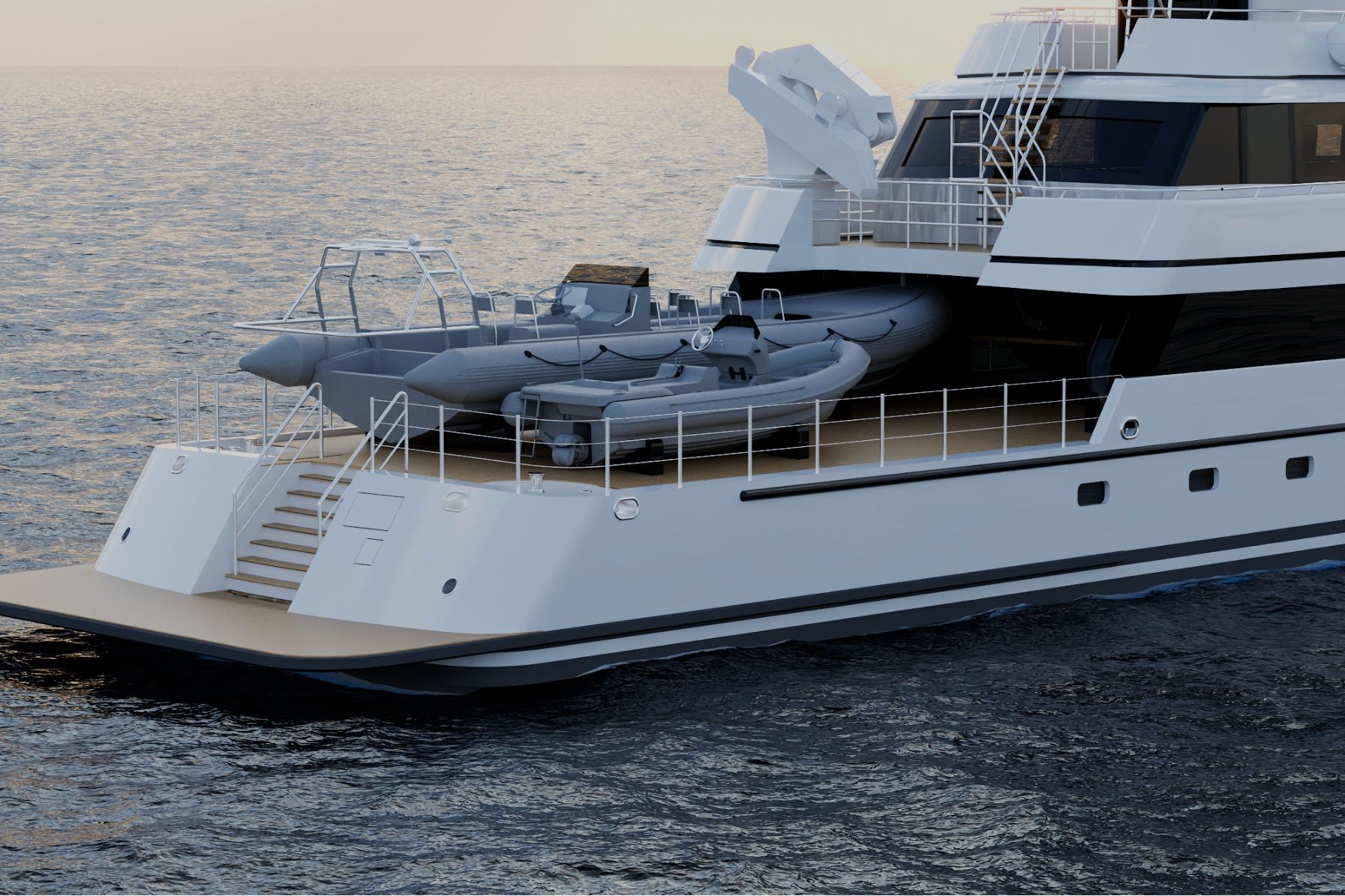 Luxury 1988 Feadship Twin Screw Diesel Yacht with tender on deck, cruising at sunset.
