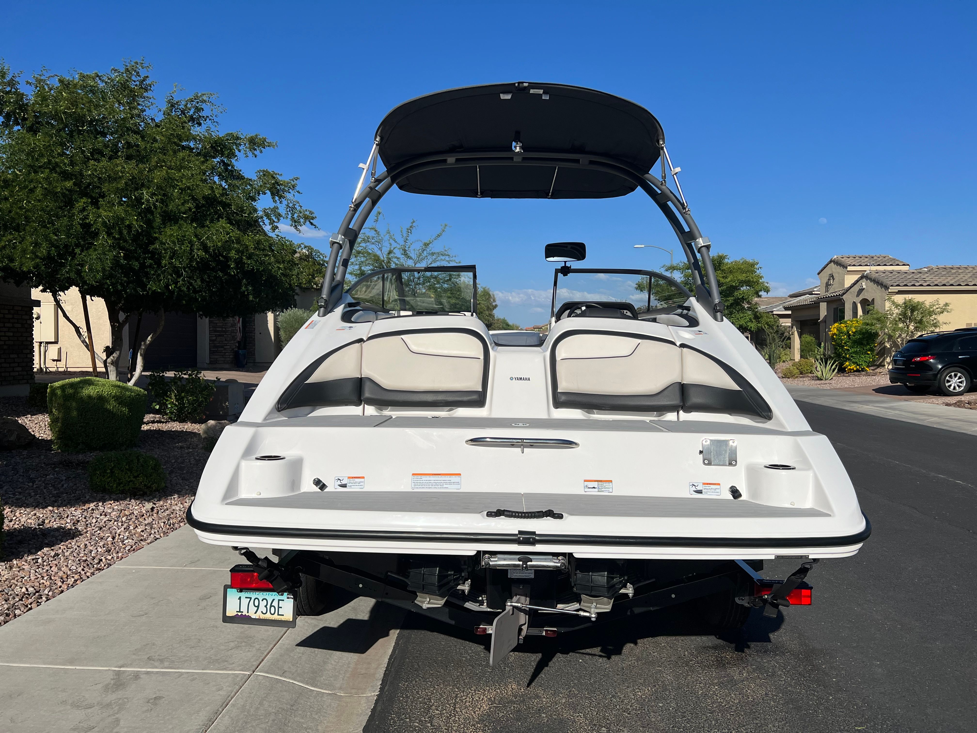 Yamaha AR210 from 2018 parked on a trailer in a residential area.