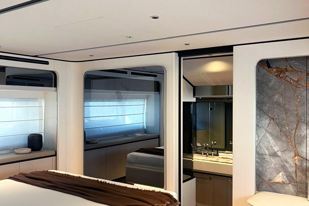 Luxurious interior of 2025 Ferretti Yachts 940, featuring elegant design and modern amenities.