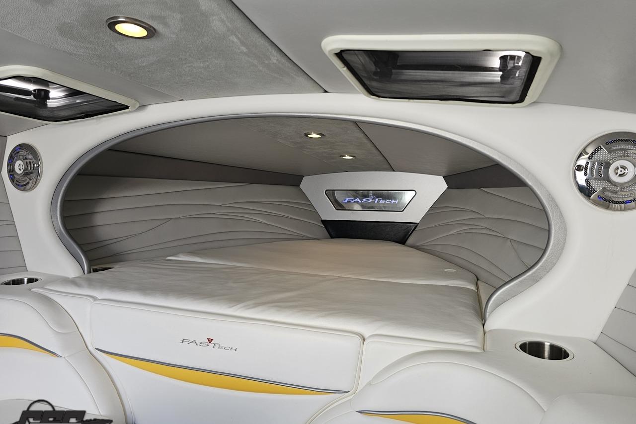 Interior of 2014 Formula 292 FASTech boat, featuring sleek design and comfortable seating.
