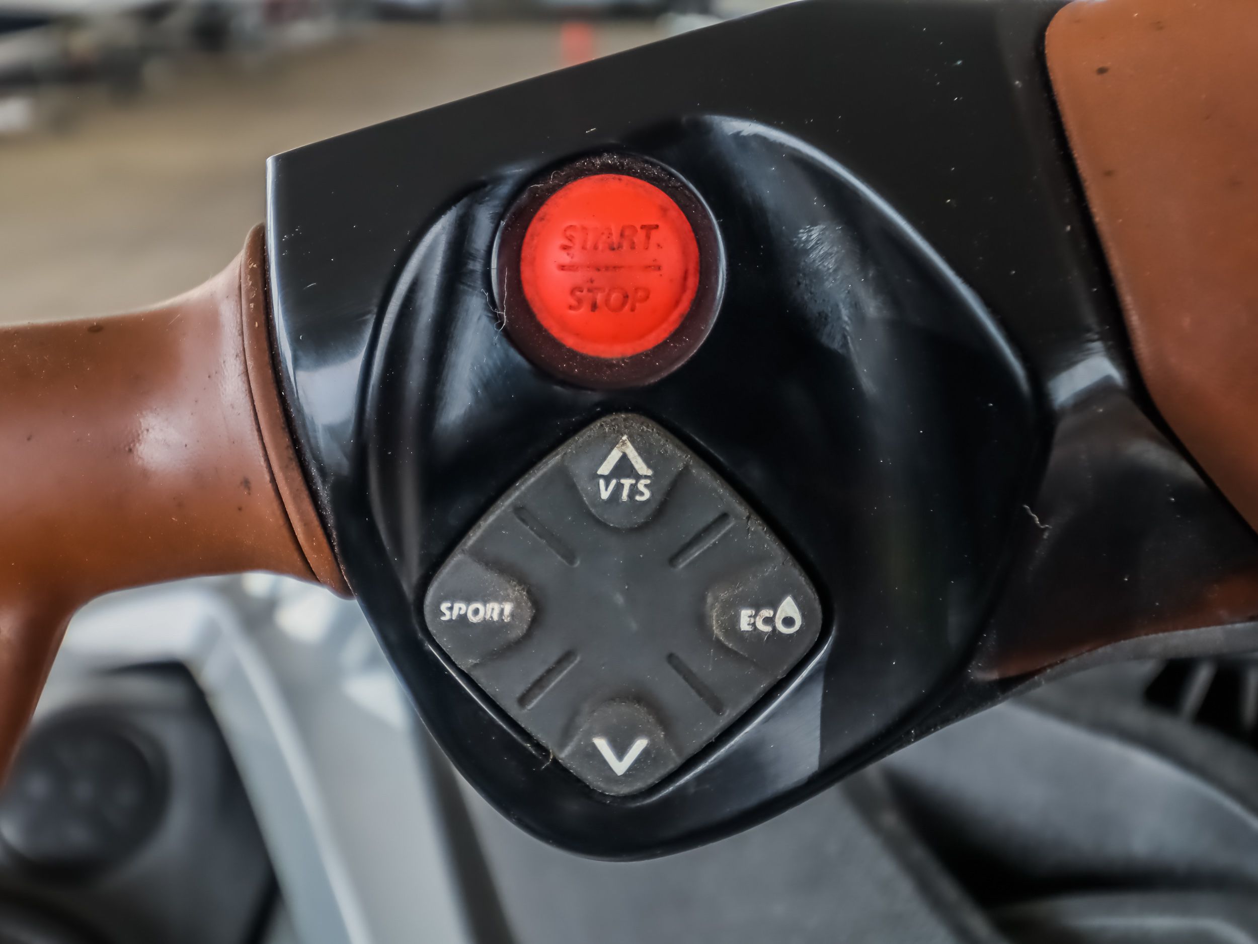 Close-up of Sea-Doo GTX300 jet ski controls, model year 2018.