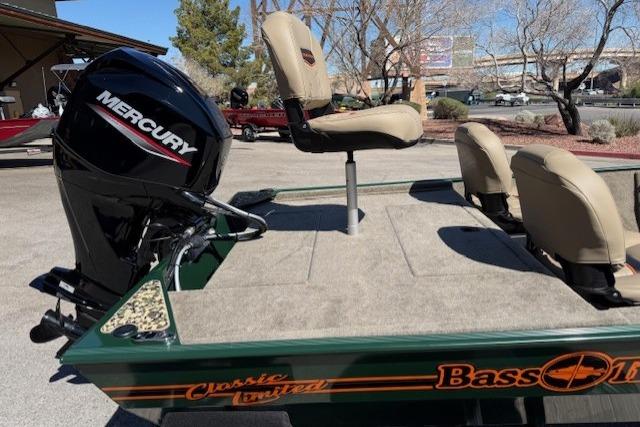 2026 Tracker Bass Tracker Classic Limited boat with Mercury engine and beige seats.