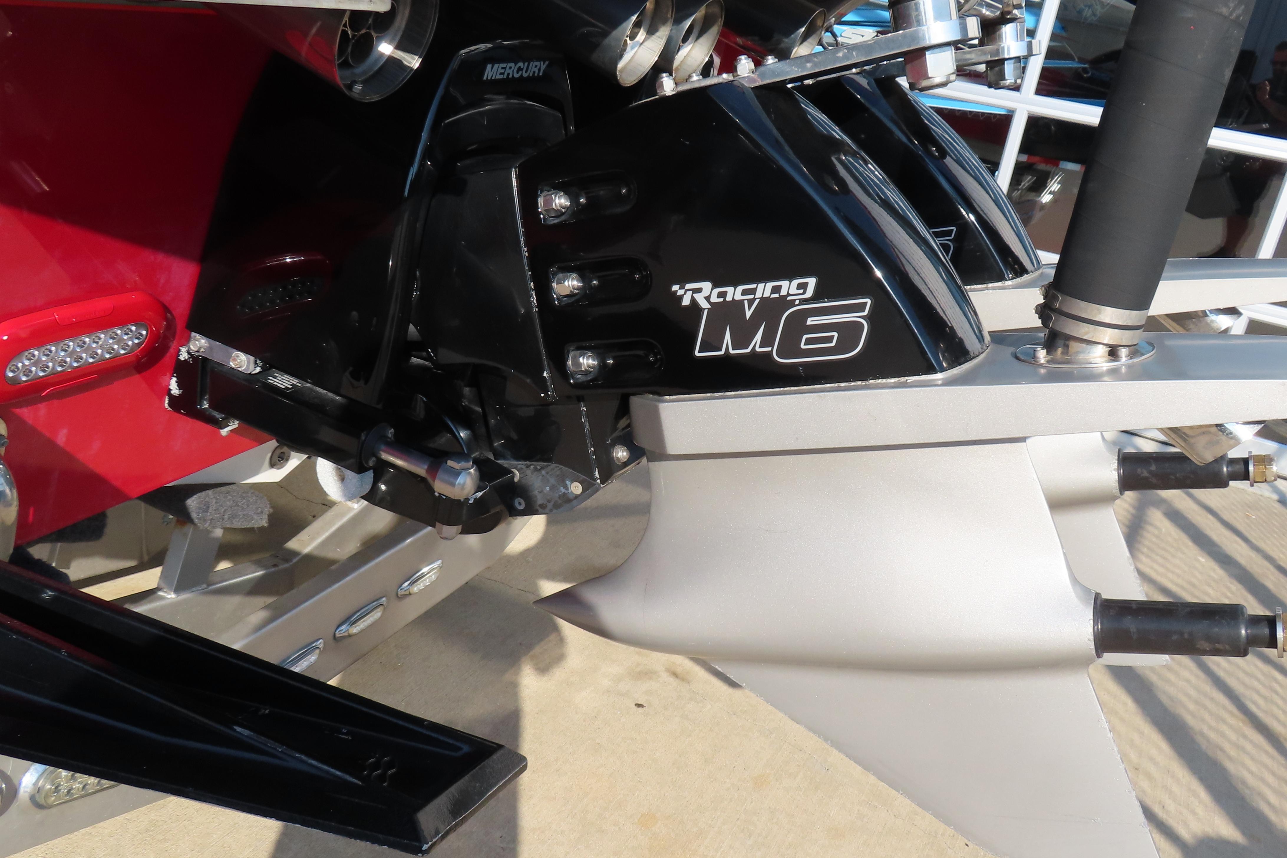 Close-up of a 2013 Nordic 39 POKER RUN boat's Mercury Racing M6 engine.
