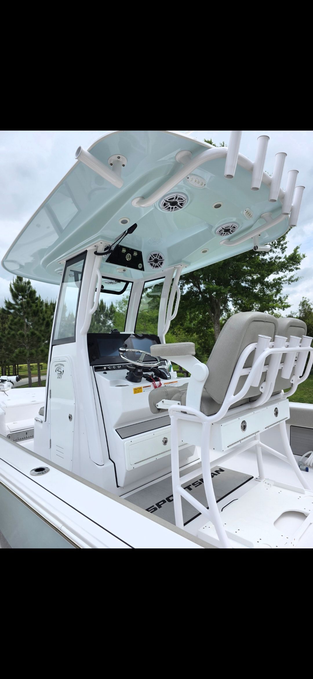 2023 Sportsman Masters 247 Bay Boat with modern helm station.