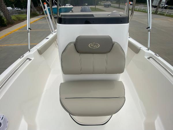 2024 Key West 189 FS boat interior with cushioned seating.