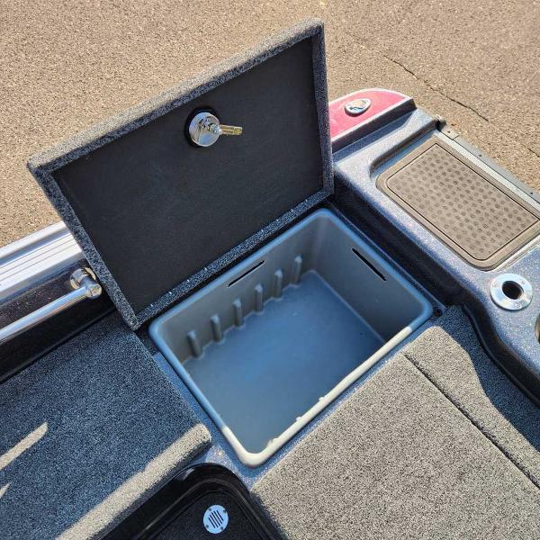 Open storage compartment in 2024 Nitro ZV20 Pro boat.