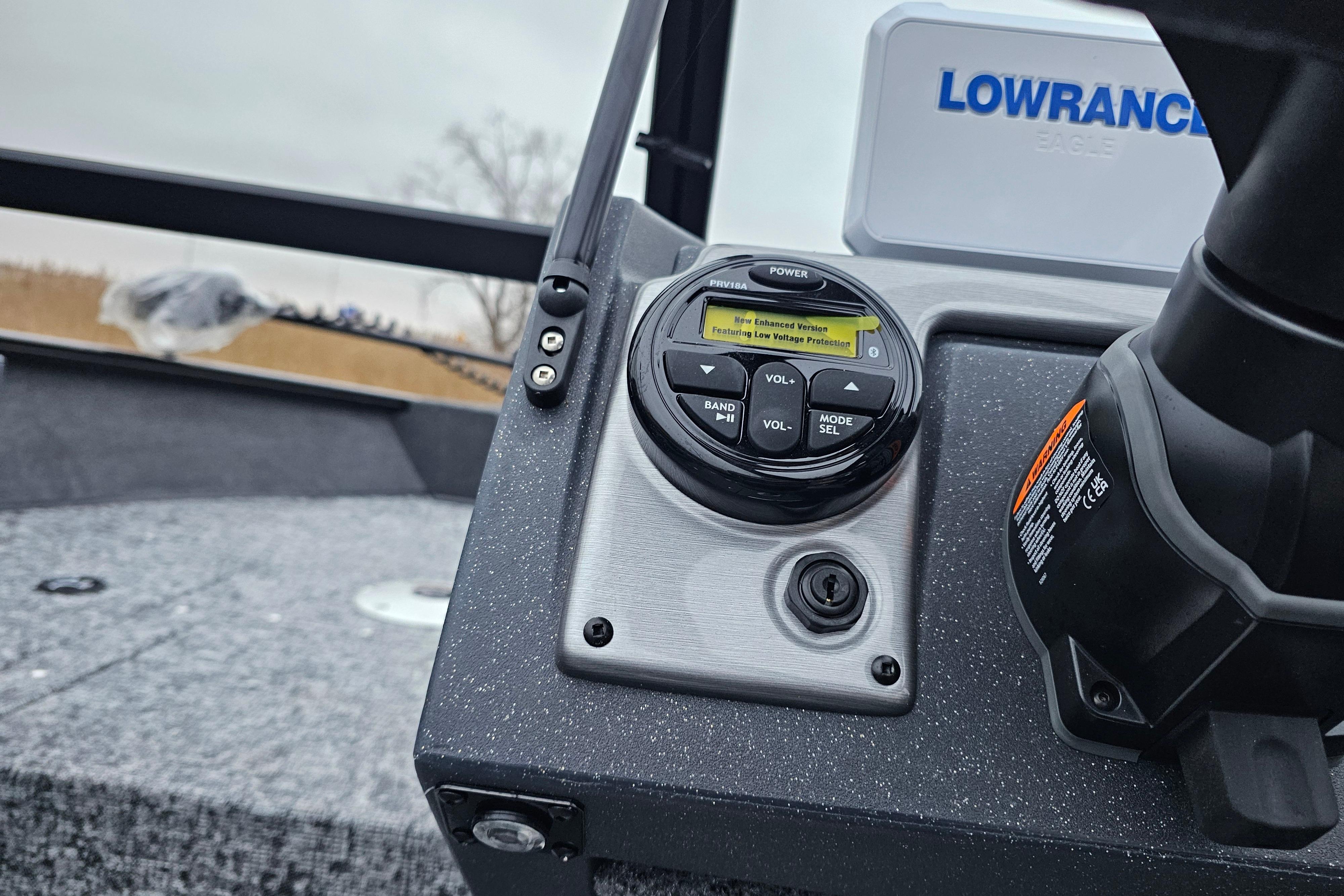 2026 Tracker Pro Guide V-175 WT boat dashboard with Lowrance electronics and control panel.
