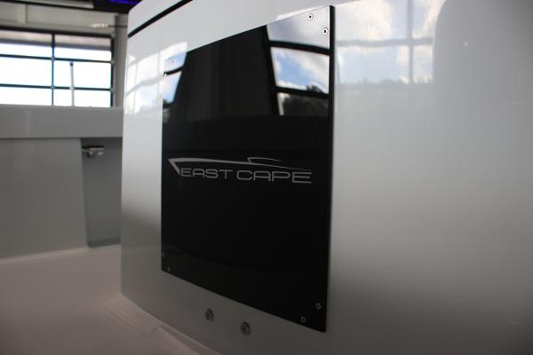 2025 East Cape 25 Open boat interior with logo detail.