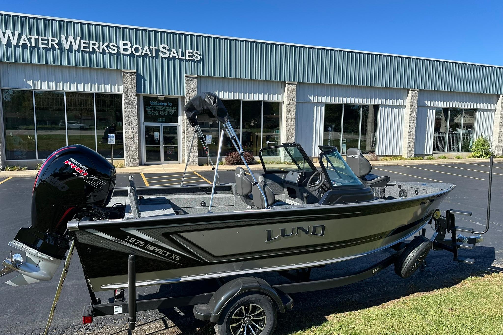 2026 Lund 1875 Impact XS Sport boat displayed at Water Werks Boat Sales.