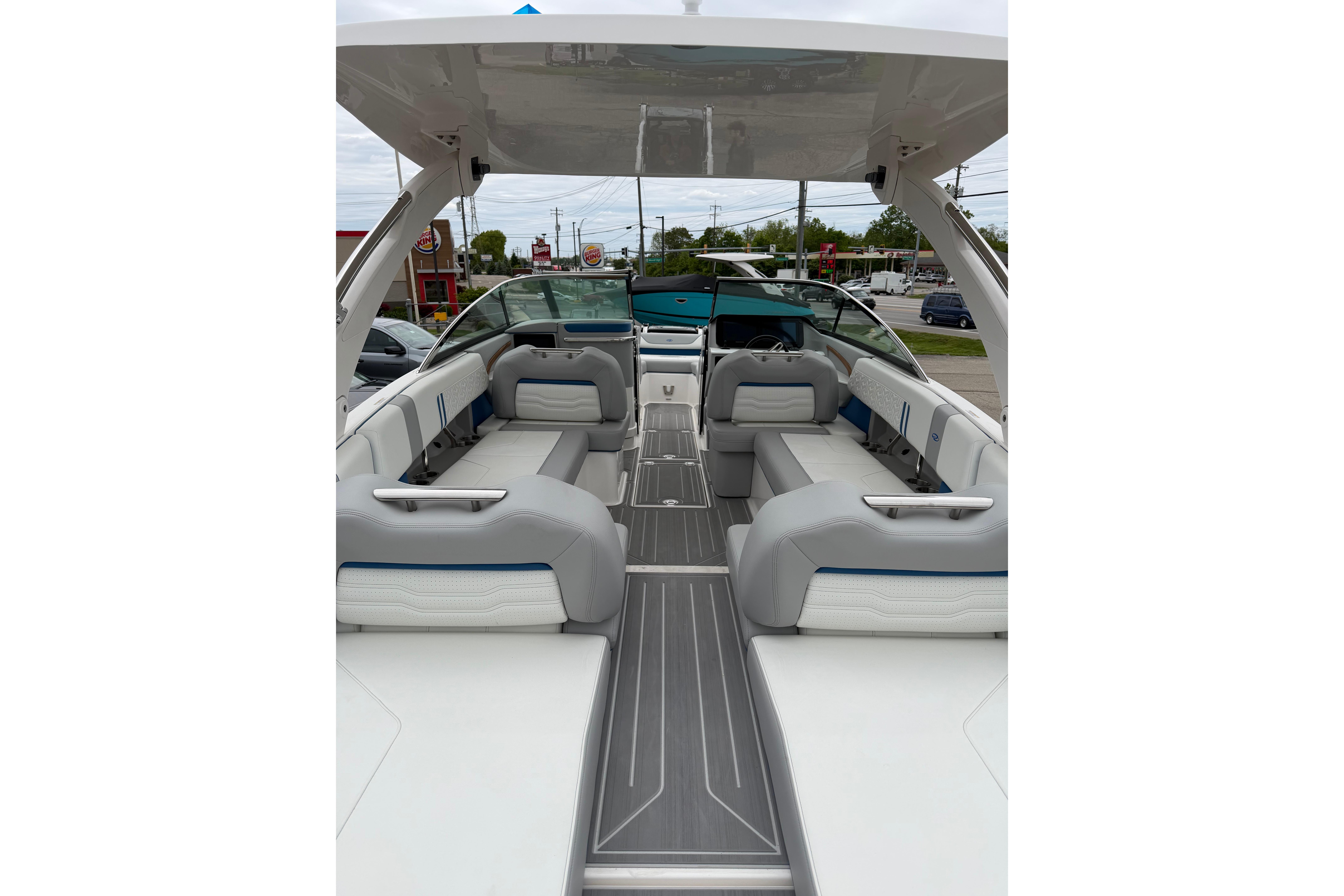 2026 Regal LS9 Surf boat interior with sleek seating and modern design.