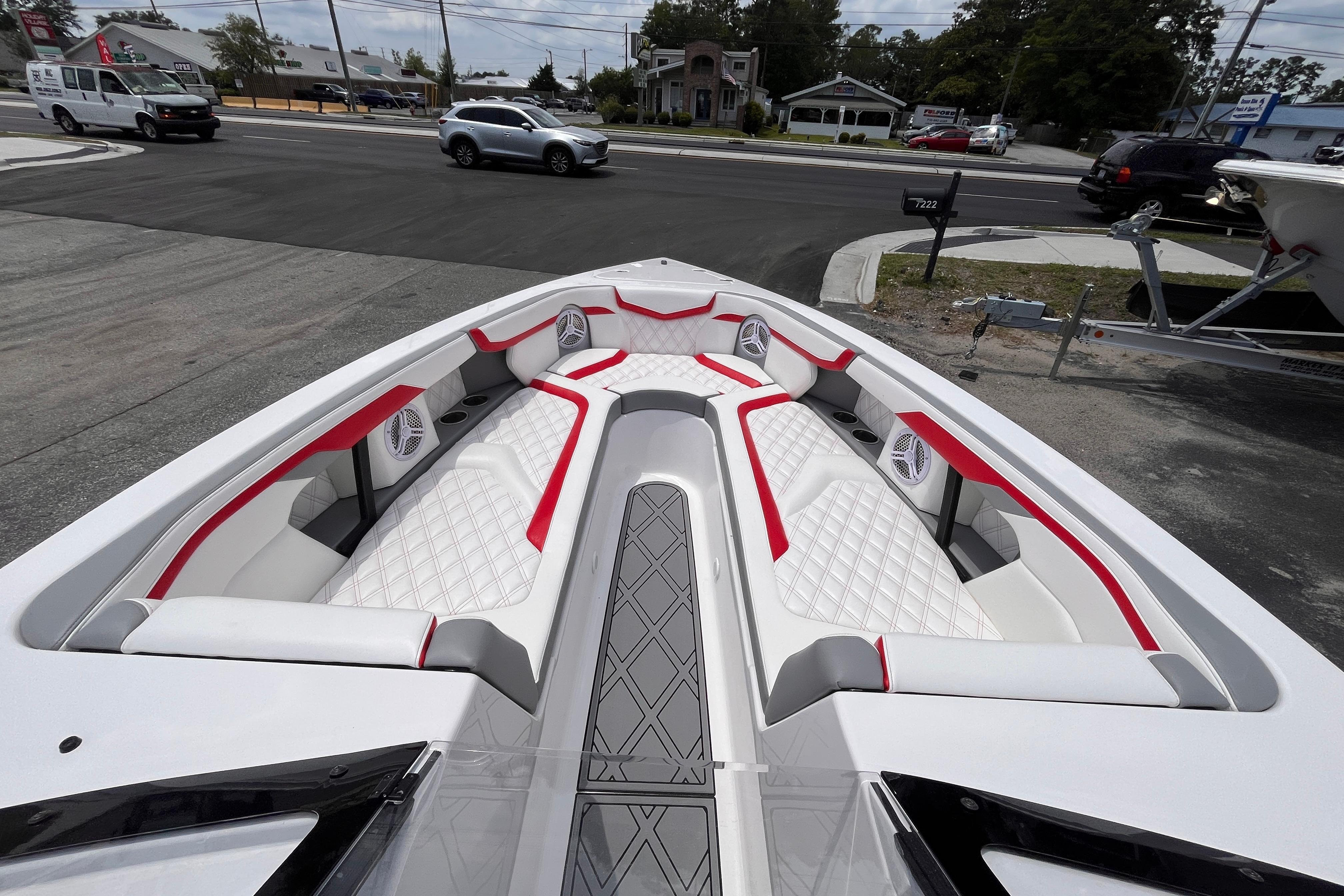 Interior of Checkmate Pulsare 2400 BRX boat, model year 2025.