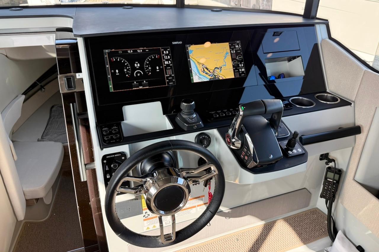 2024 Saxdor 320 GTC helm with advanced navigation displays and controls.
