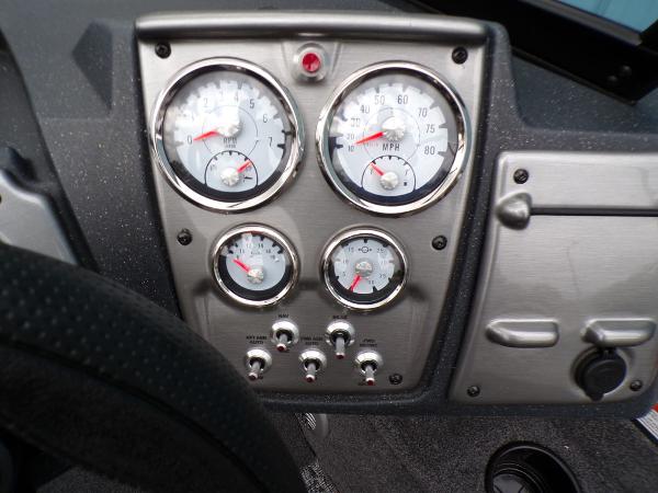Dashboard of 2025 Tracker Pro Guide™ V-175 Combo boat with gauges and controls.