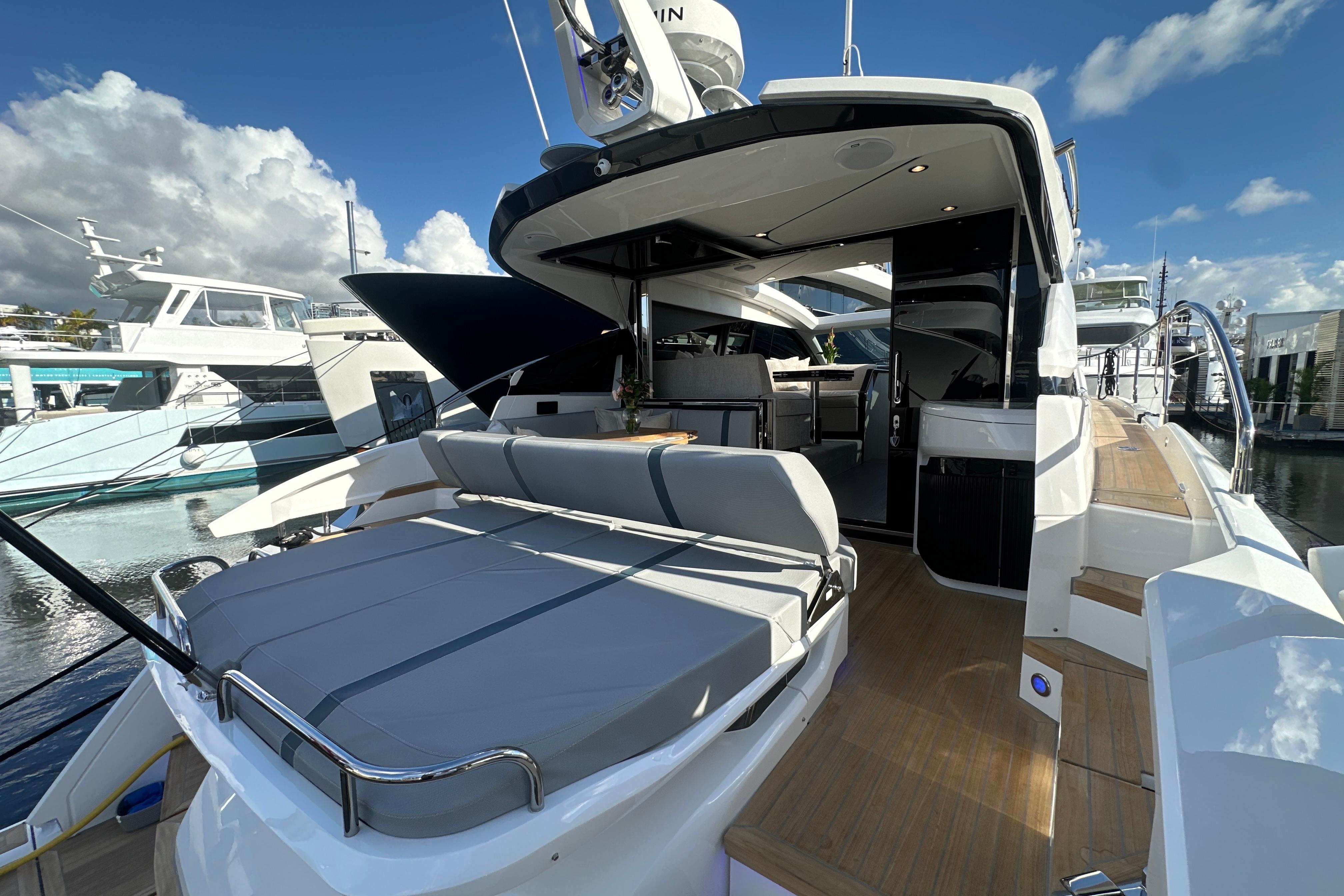 2026 Fairline Targa 47 GT luxury yacht with spacious deck and modern design.