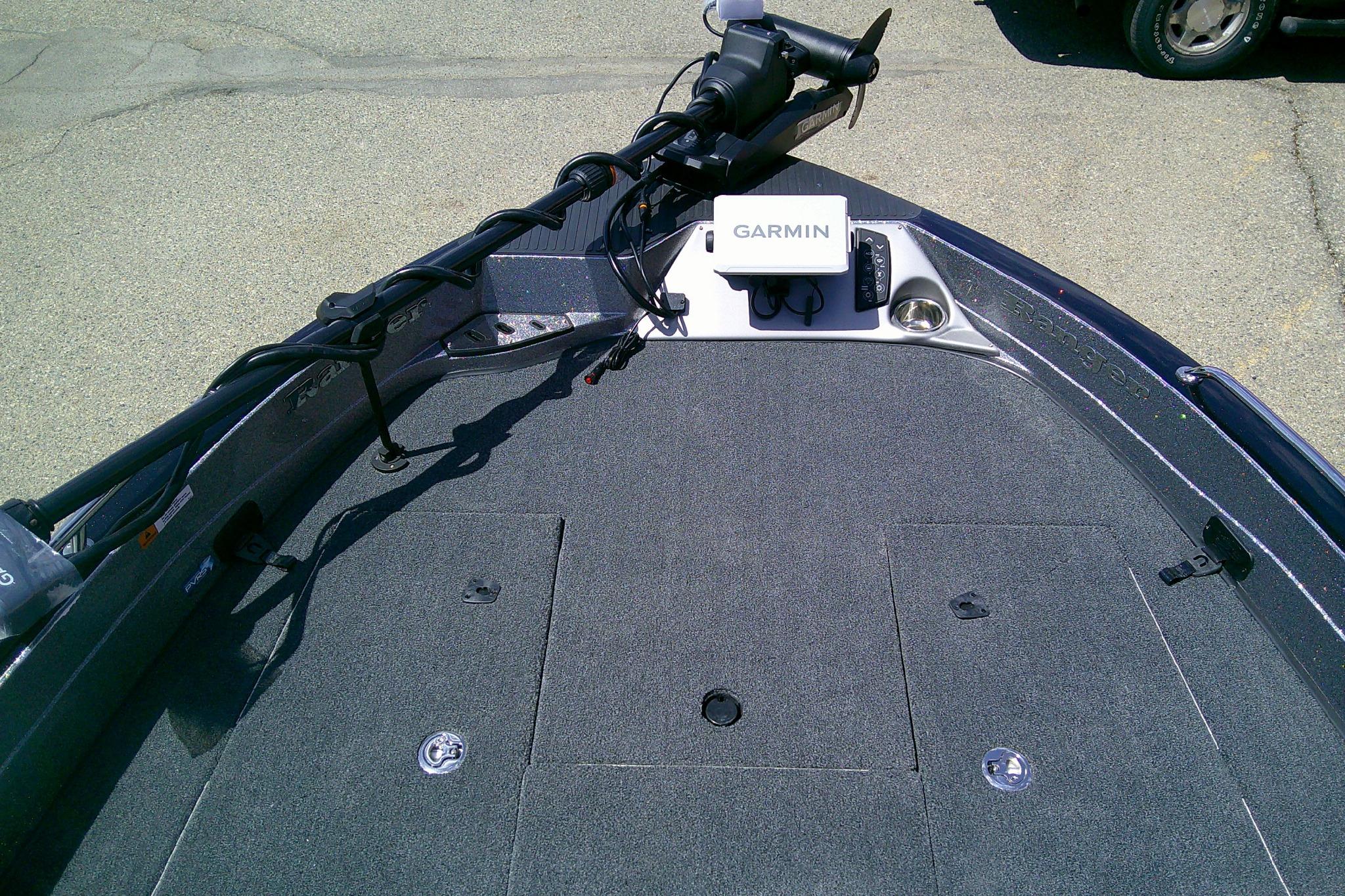 2026 Ranger 620FS Cup-Equipped boat with Garmin navigation system on deck.