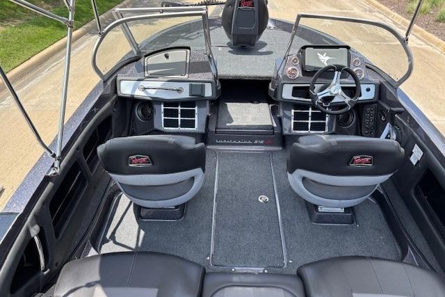 2026 Ranger 212LS boat interior with dual consoles and modern dashboard design.