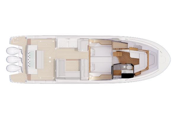 Manufacturer Provided Image: Top view of 2026 Regal LX43 yacht layout, showcasing spacious interior design.