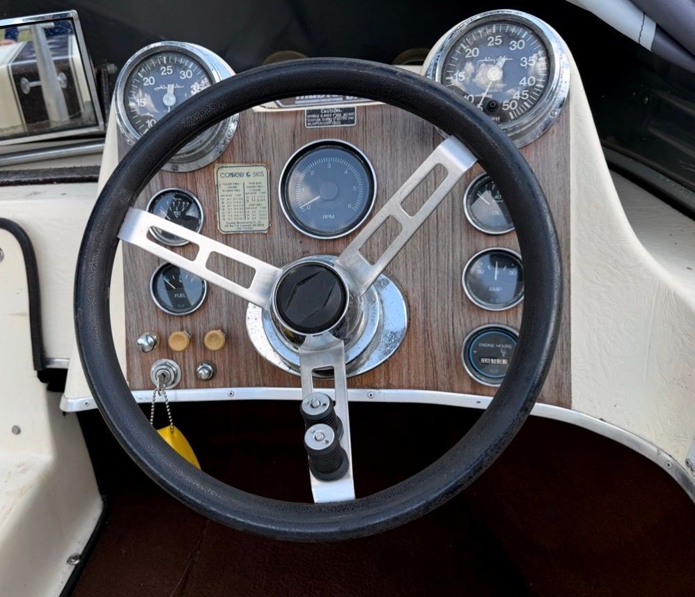Dashboard of a 1978 MasterCraft Stars and Stripes boat.