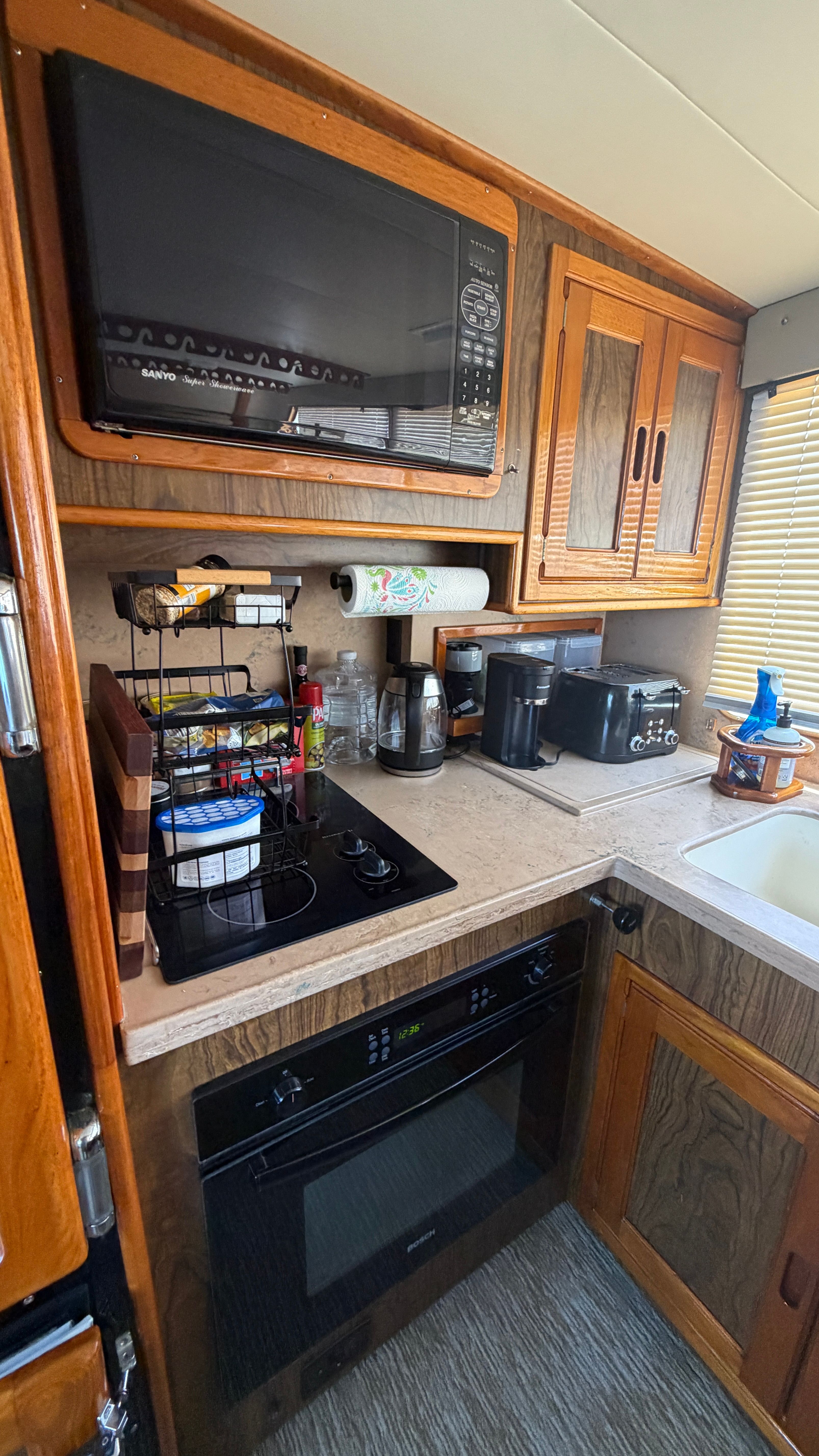 Kitchen area in a 1966 Drake Yachtfisher.
