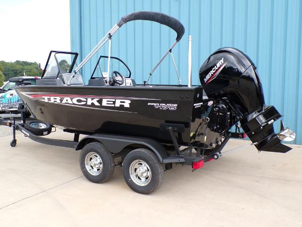 2025 Tracker Pro Guide V-175 Combo boat with Mercury engine on trailer.
