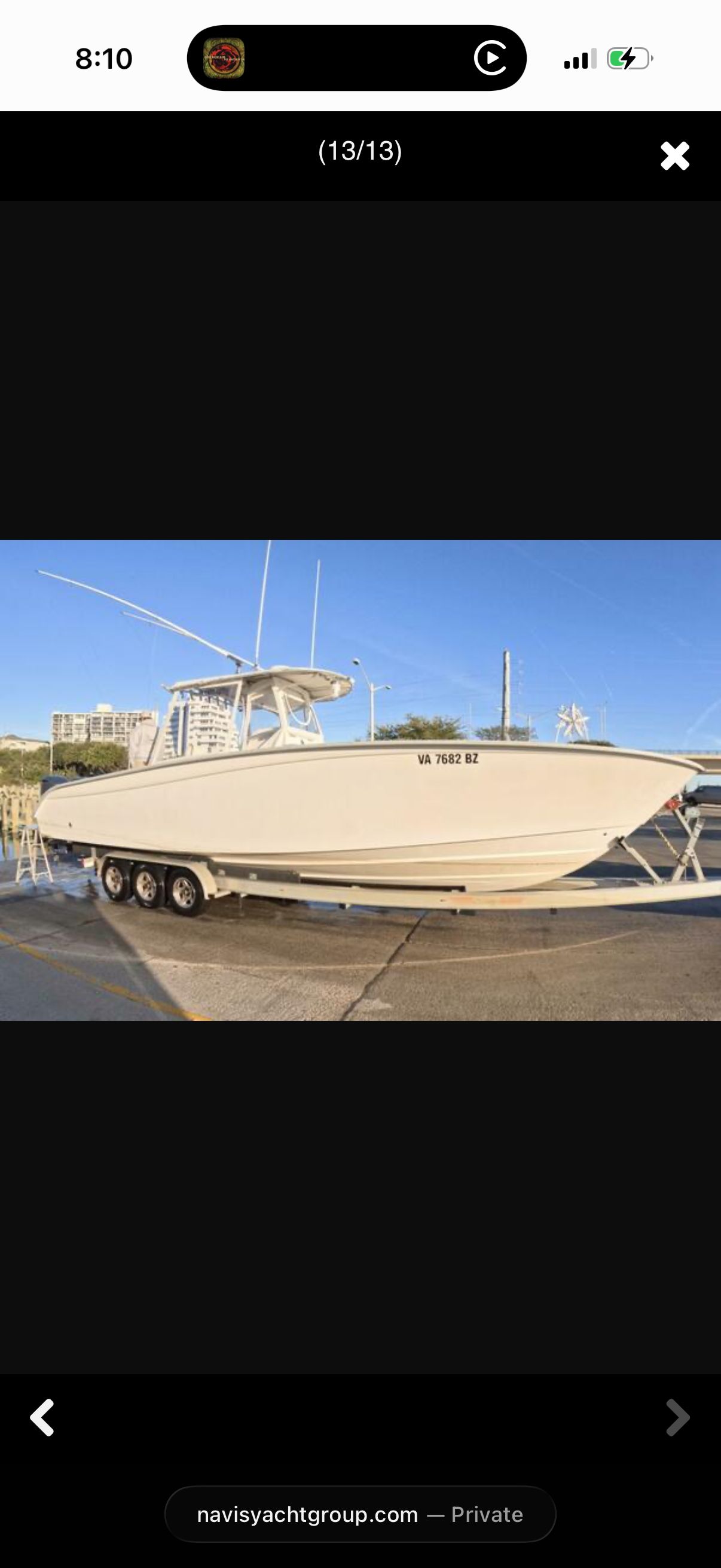 A 2007 Cape Horn 36T boat on a trailer on land.