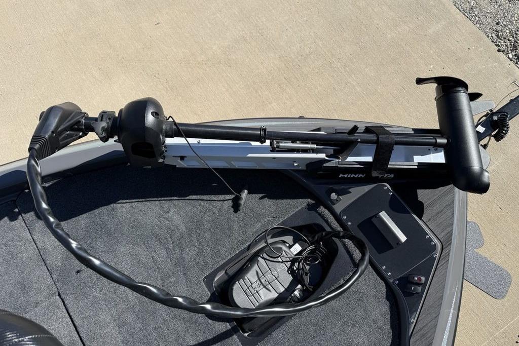 2026 Skeeter ZX150 boat deck with Minn Kota trolling motor and foot pedal.