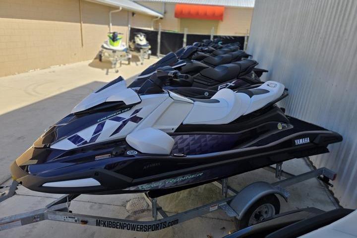 2026 Yamaha WaveRunner VX Cruiser HO jet ski on a trailer in a dealership lot.