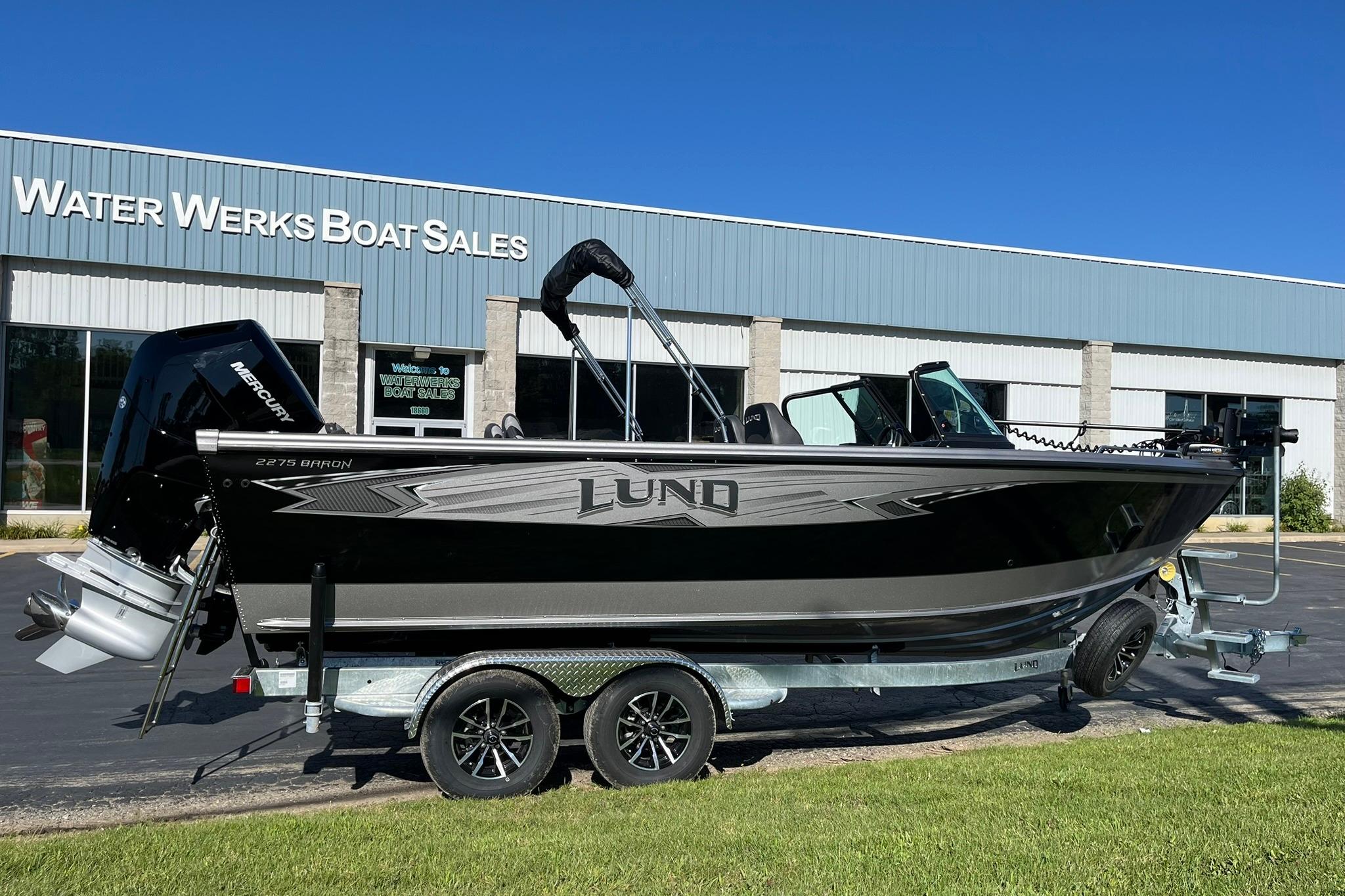 2026 Lund 2275 Baron boat on trailer at Water Werks Boat Sales.