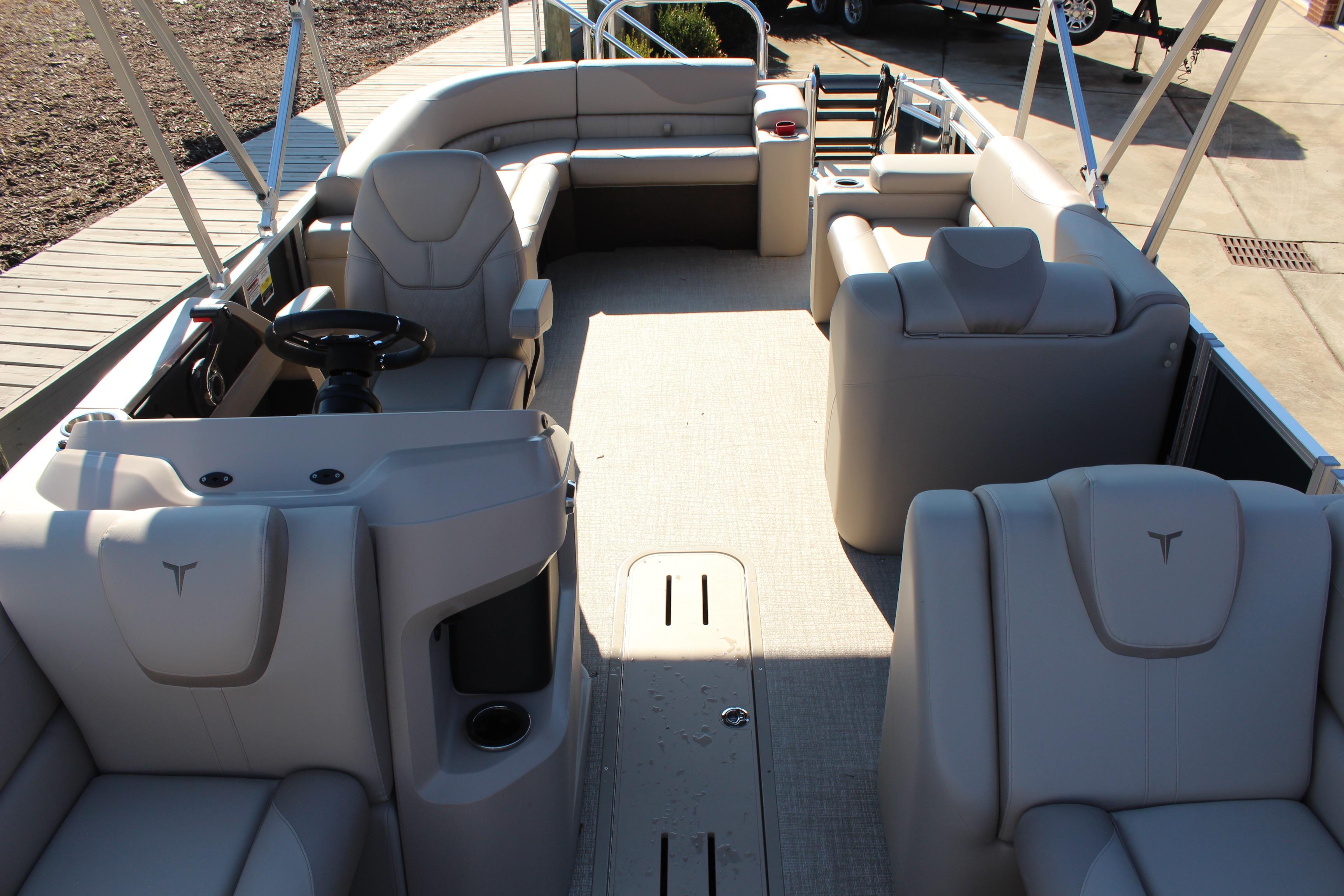 2026 Tahoe Pontoon LTZ Elite interior with luxurious seating and modern design.