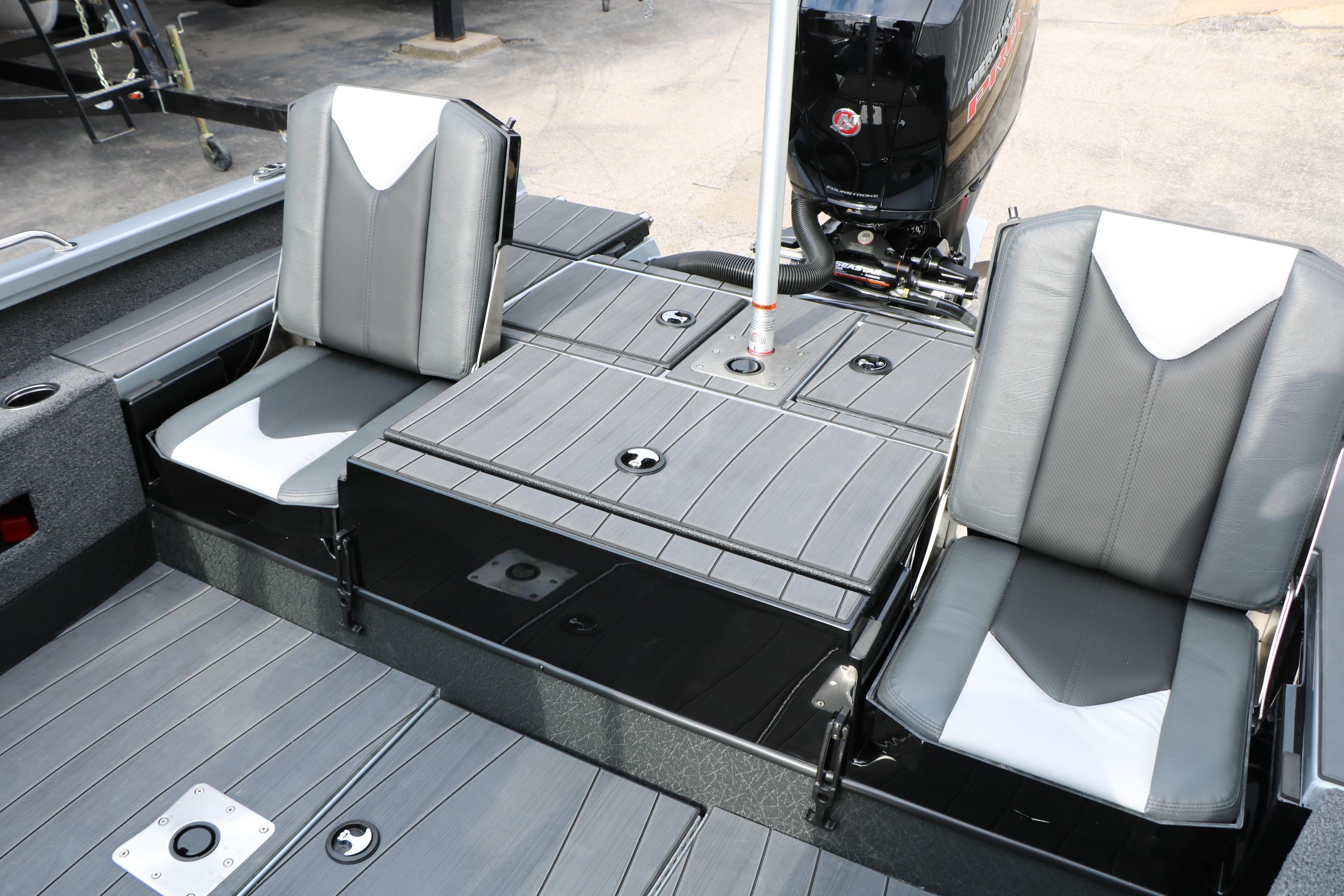 2026 Vexus ADX 190 boat interior with gray seating and sleek design.