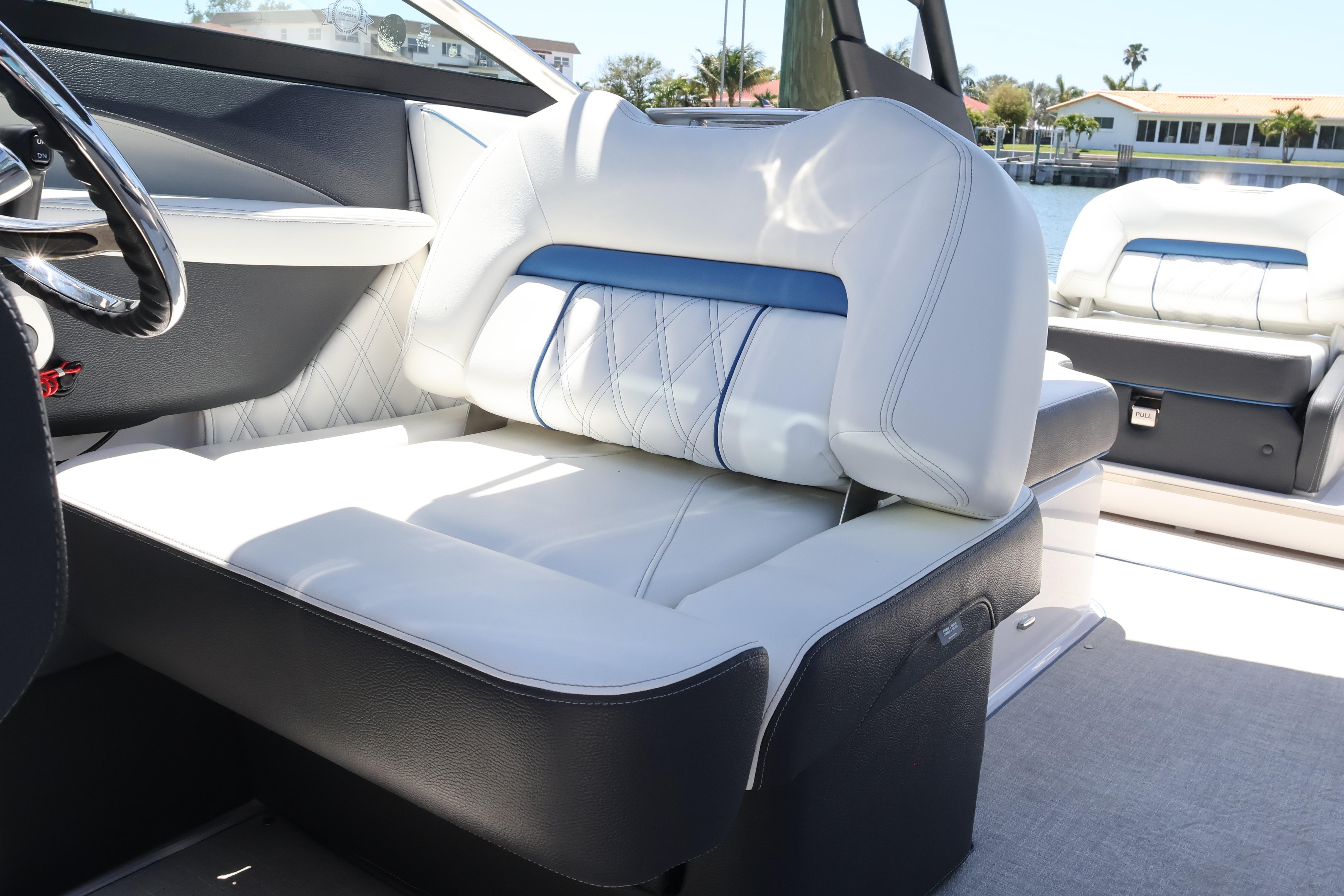 Luxurious interior seating of 2020 Regal LX4 boat with elegant design.