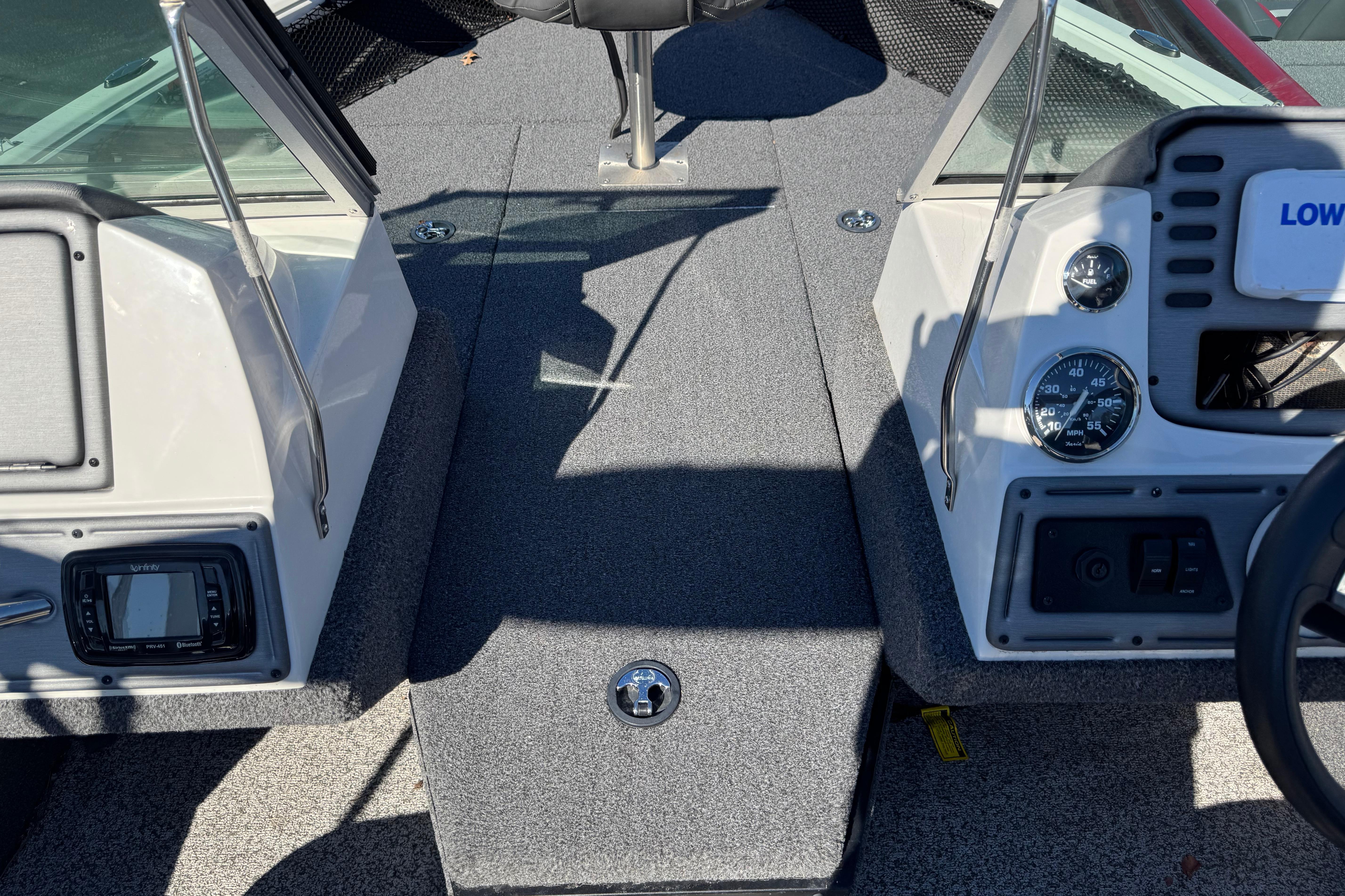 2020 Ranger VS1682 WT boat interior with dashboard and seating area.