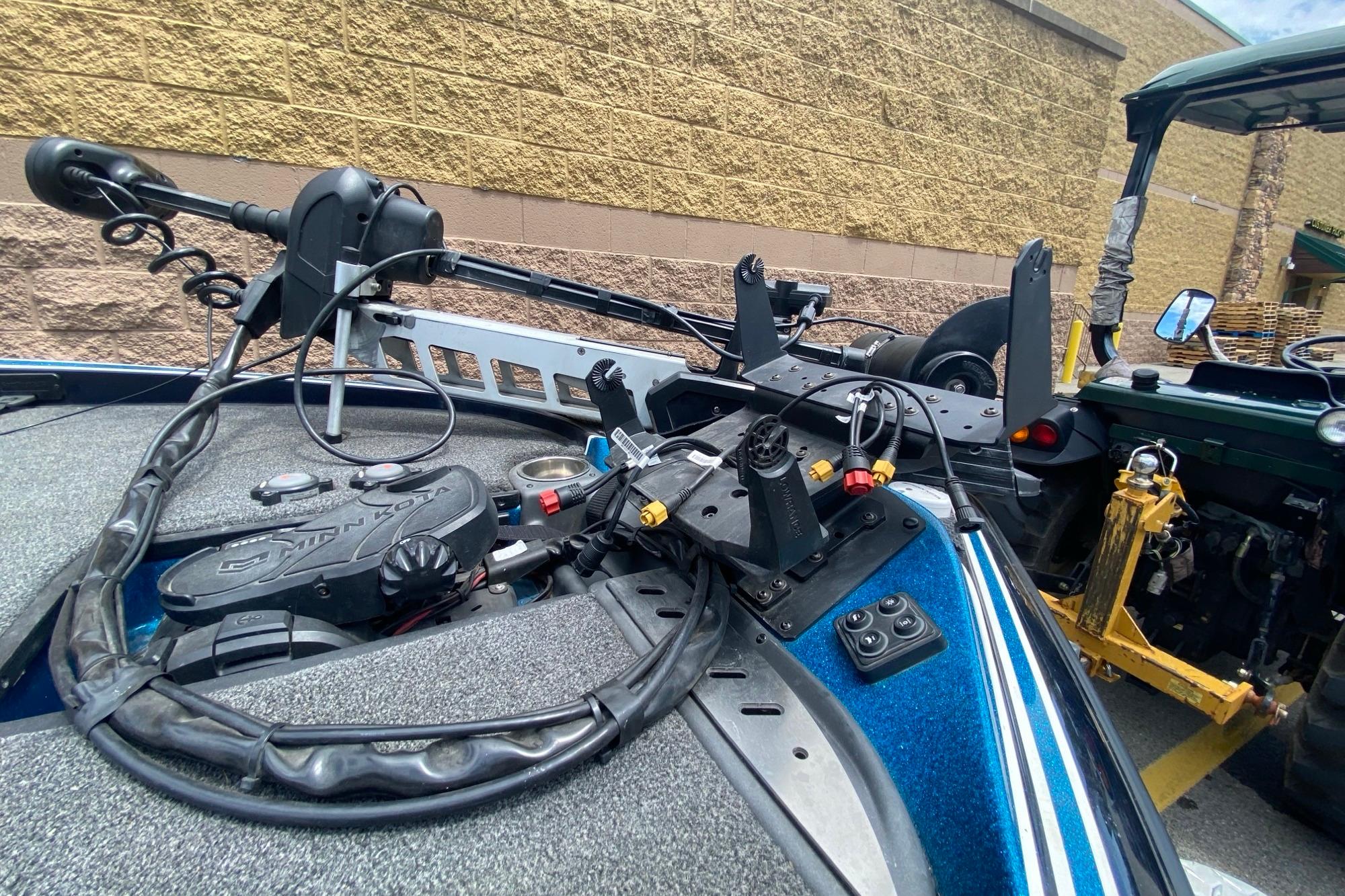2020 Triton 20 TrX Patriot boat with advanced fishing equipment and trolling motor.