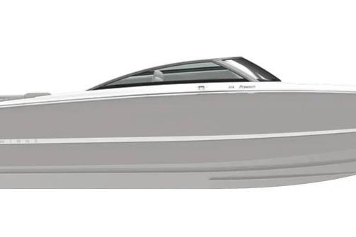 2026 Four Winns H4 Freedom boat, sleek design, side view, gray and white color scheme.