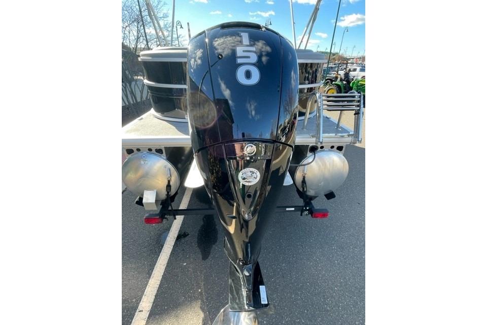 2026 Sun Tracker Party Barge 22 DLX with powerful 150 HP engine.