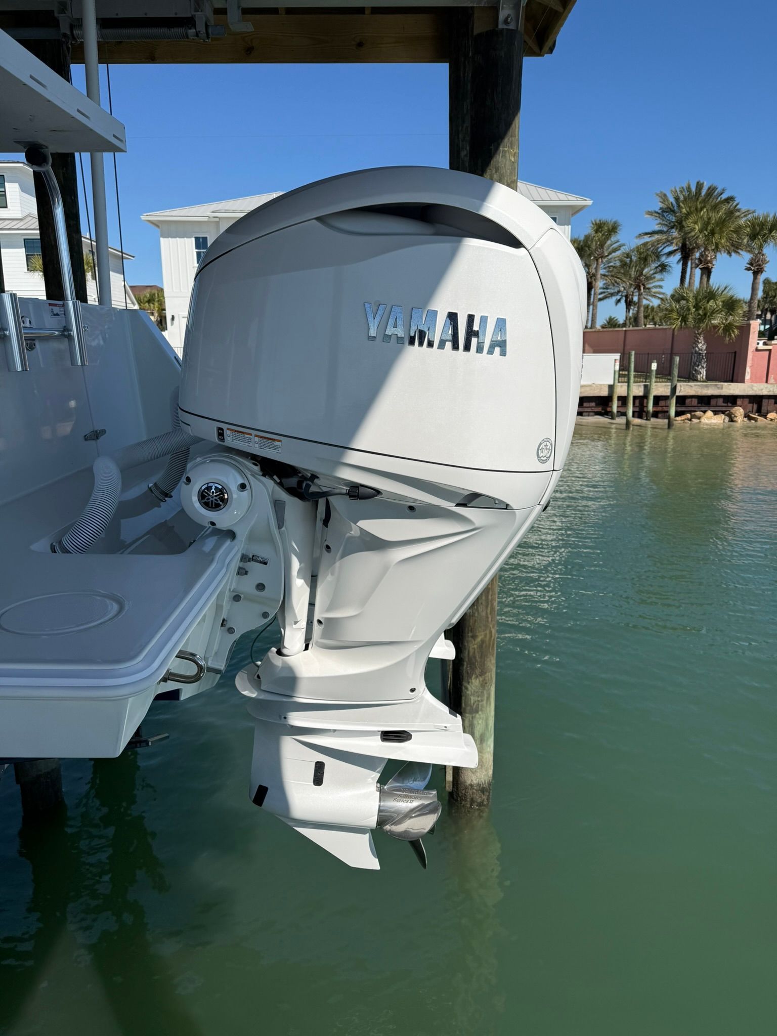 Yamaha outboard motor on a 2025 Contender 32 ST boat.